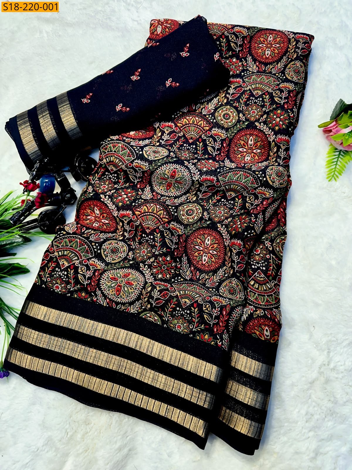 Black Fancy Georgette Saree