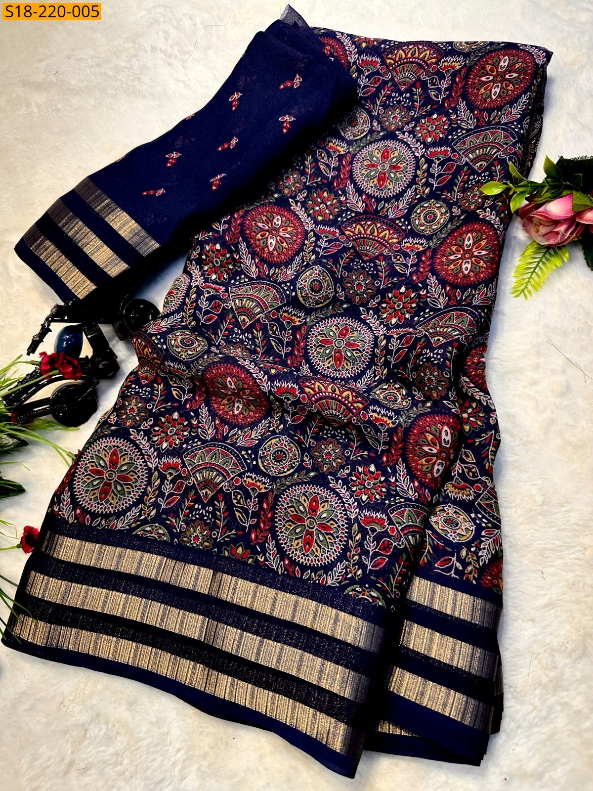 Navy blue Fancy Georgette Saree