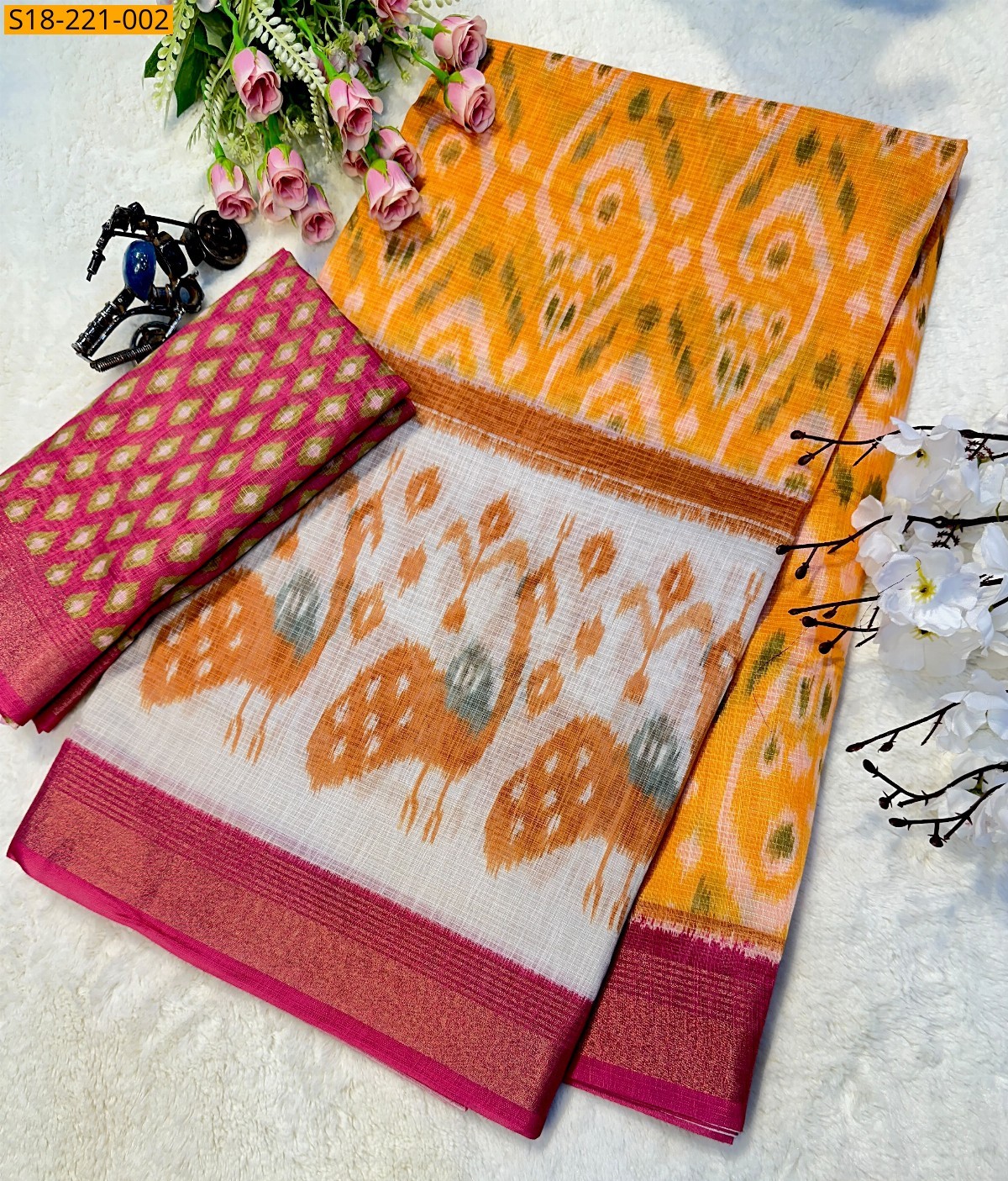 Orange Fancy Tussar Siik Saree