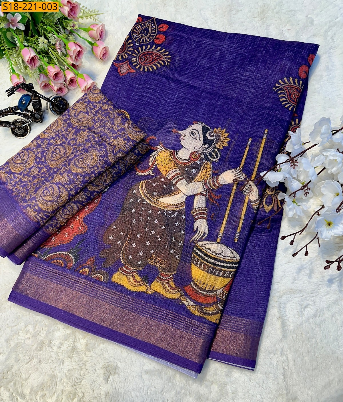 Violet Fancy Tussar Siik Saree