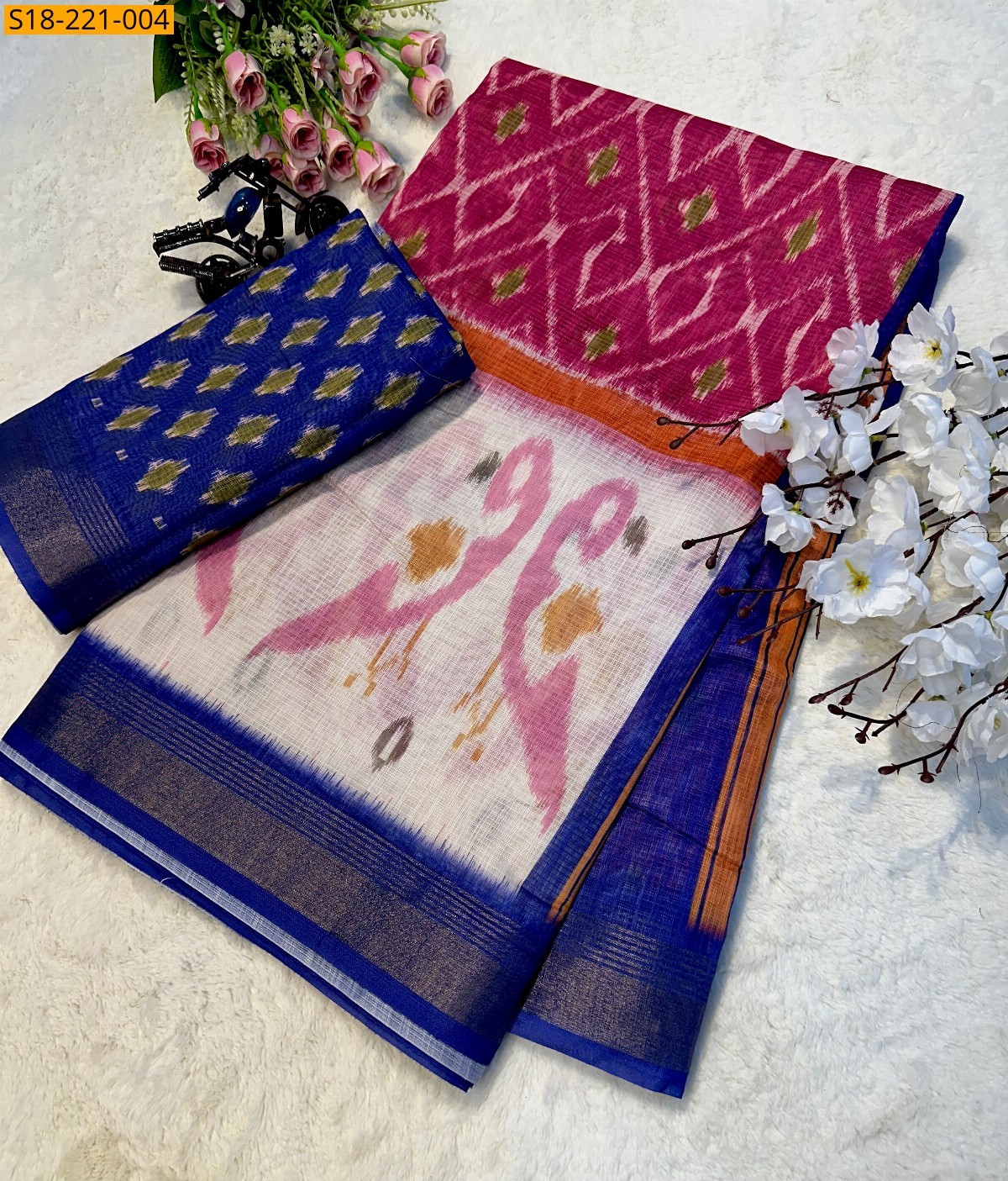 Red Fancy Tussar Siik Saree