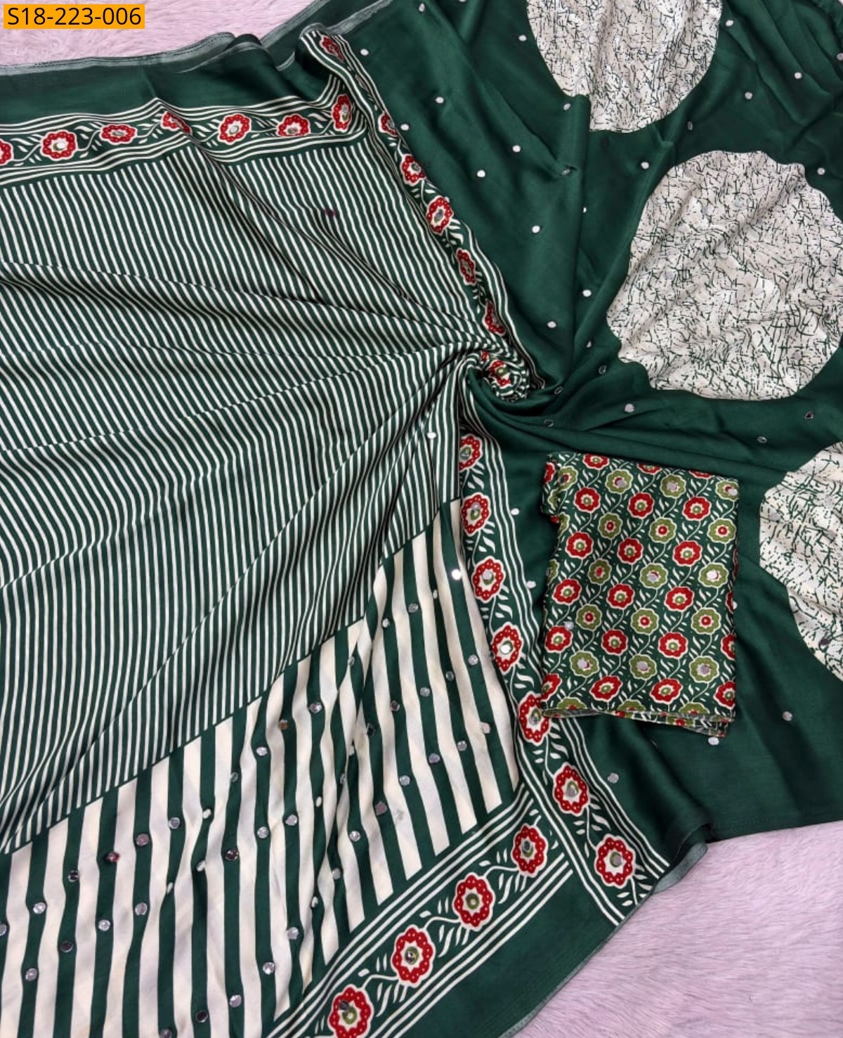 Green Fancy Japan Satin Saree