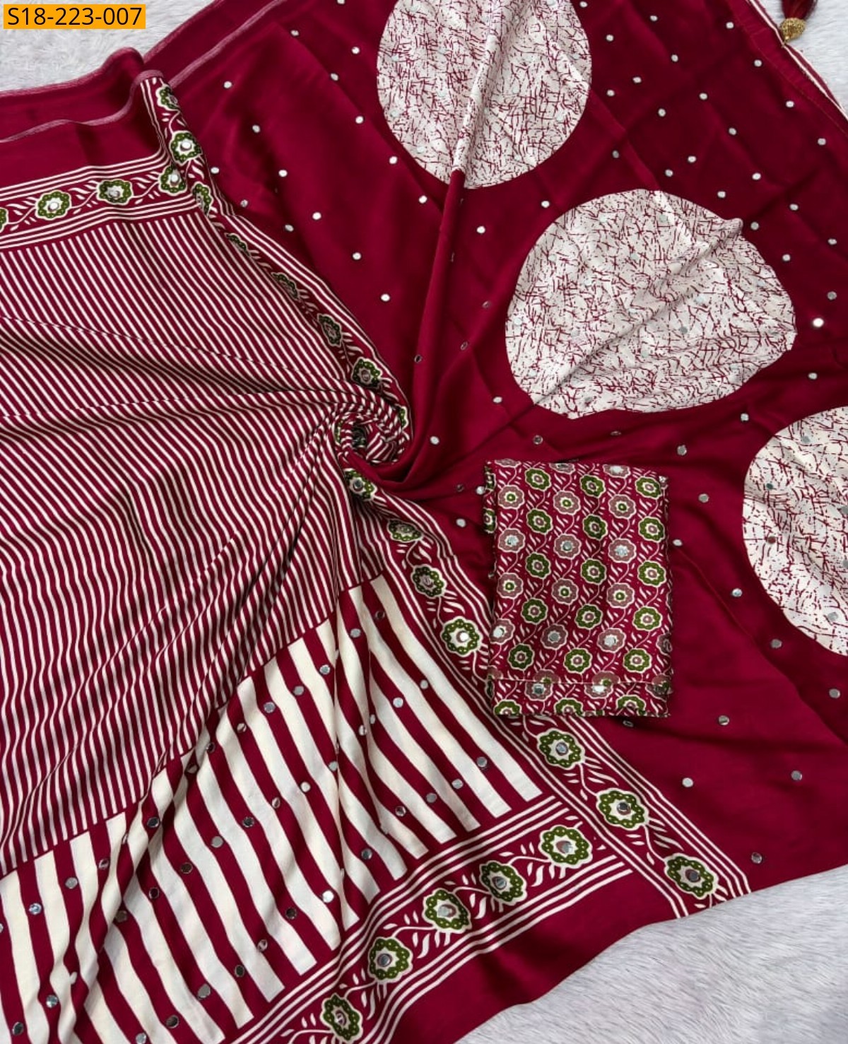 Red Fancy Japan Satin Saree