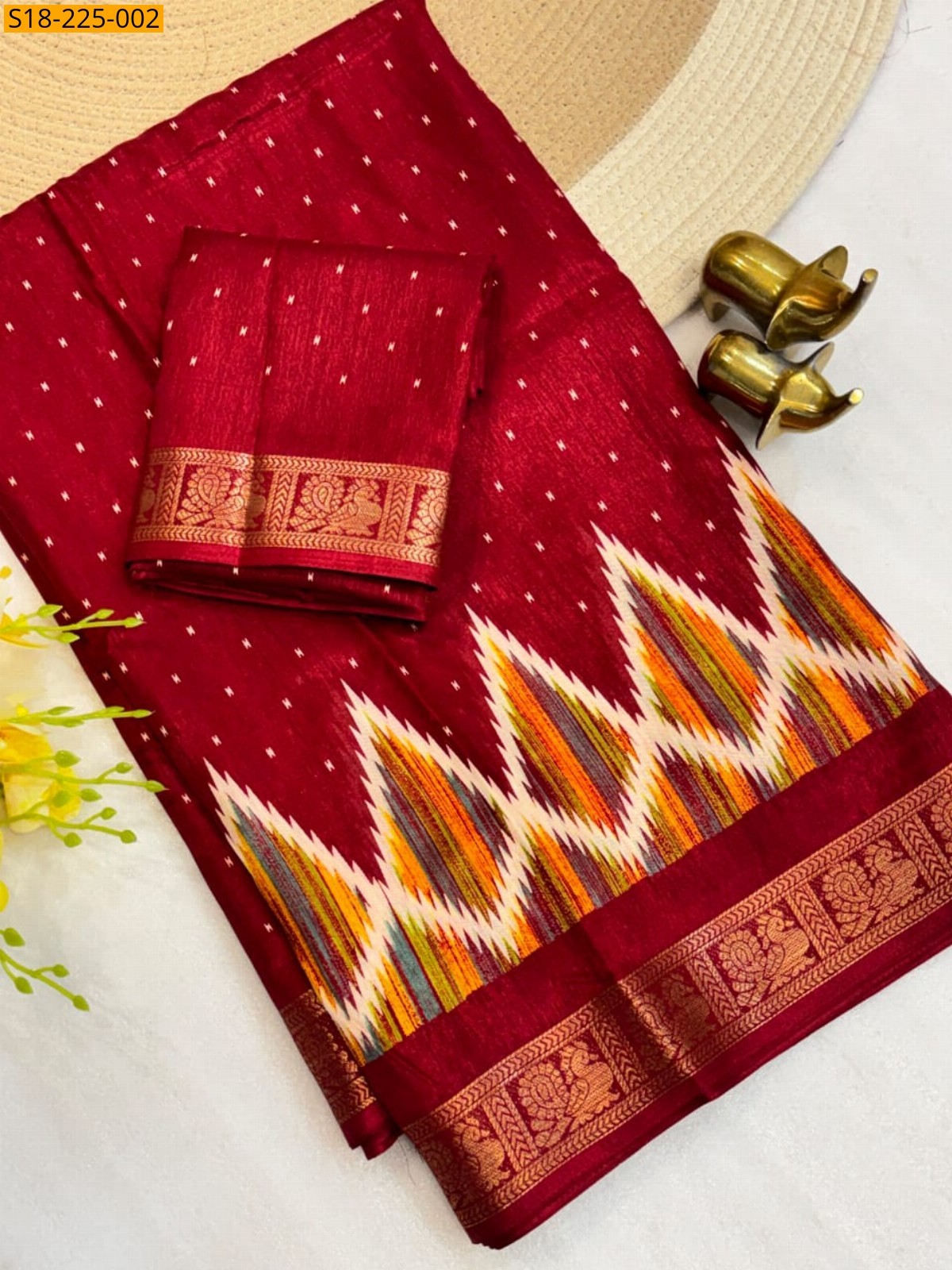 Maroon Fancy Tussar Silk Saree