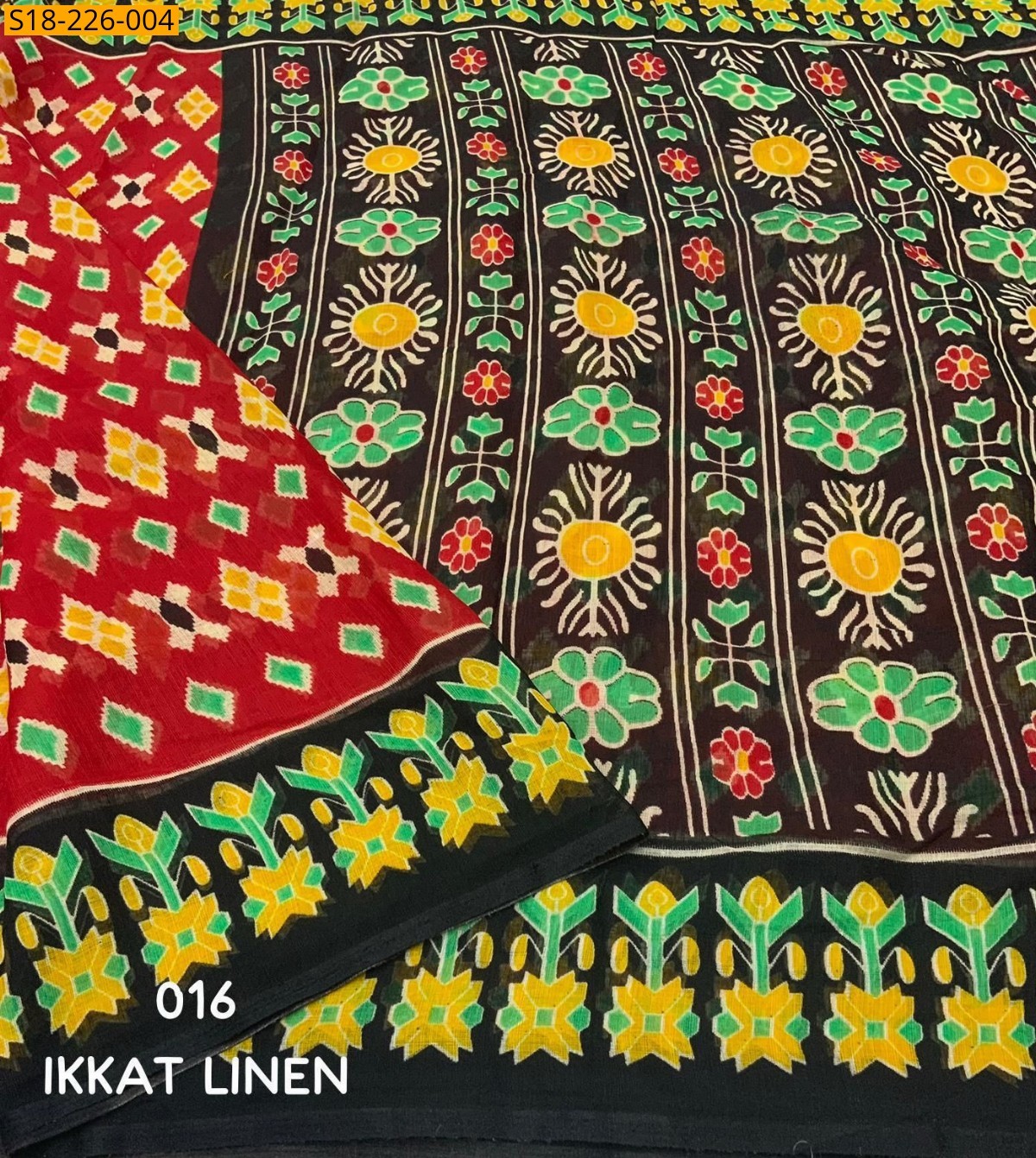 Red Fancy Linen Saree