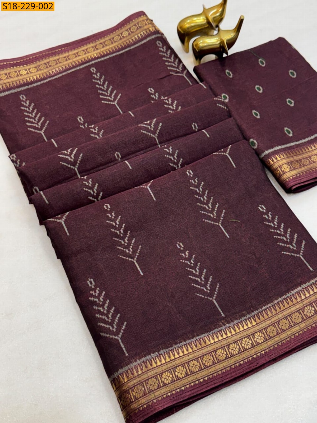 Maroon Fancy Mul Cotton Saree