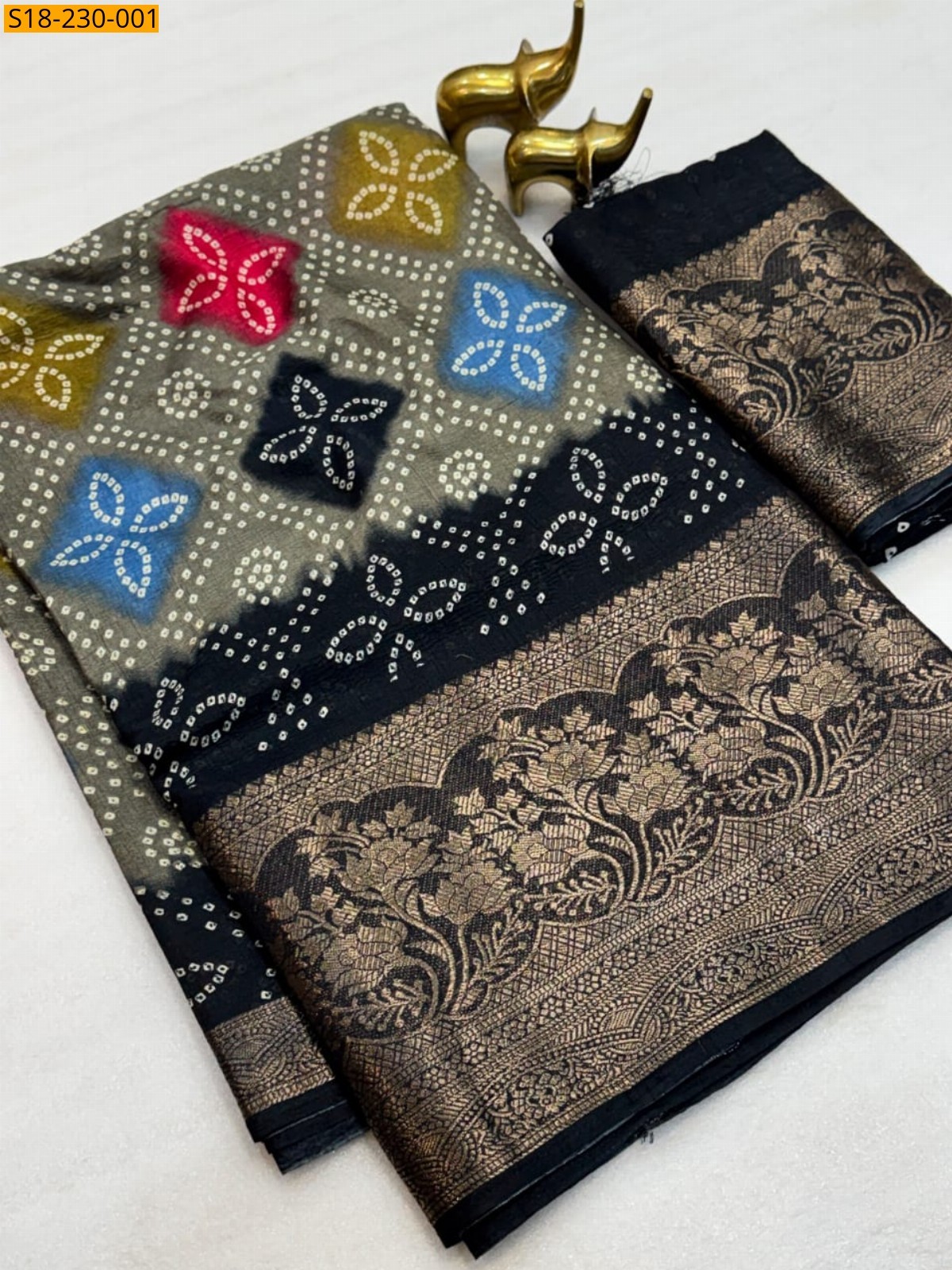 Gray Fancy Soft Crush Dola Silk Saree