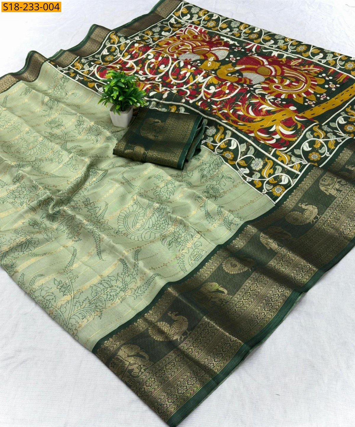 Mint Green Fancy Dola Silk Saree