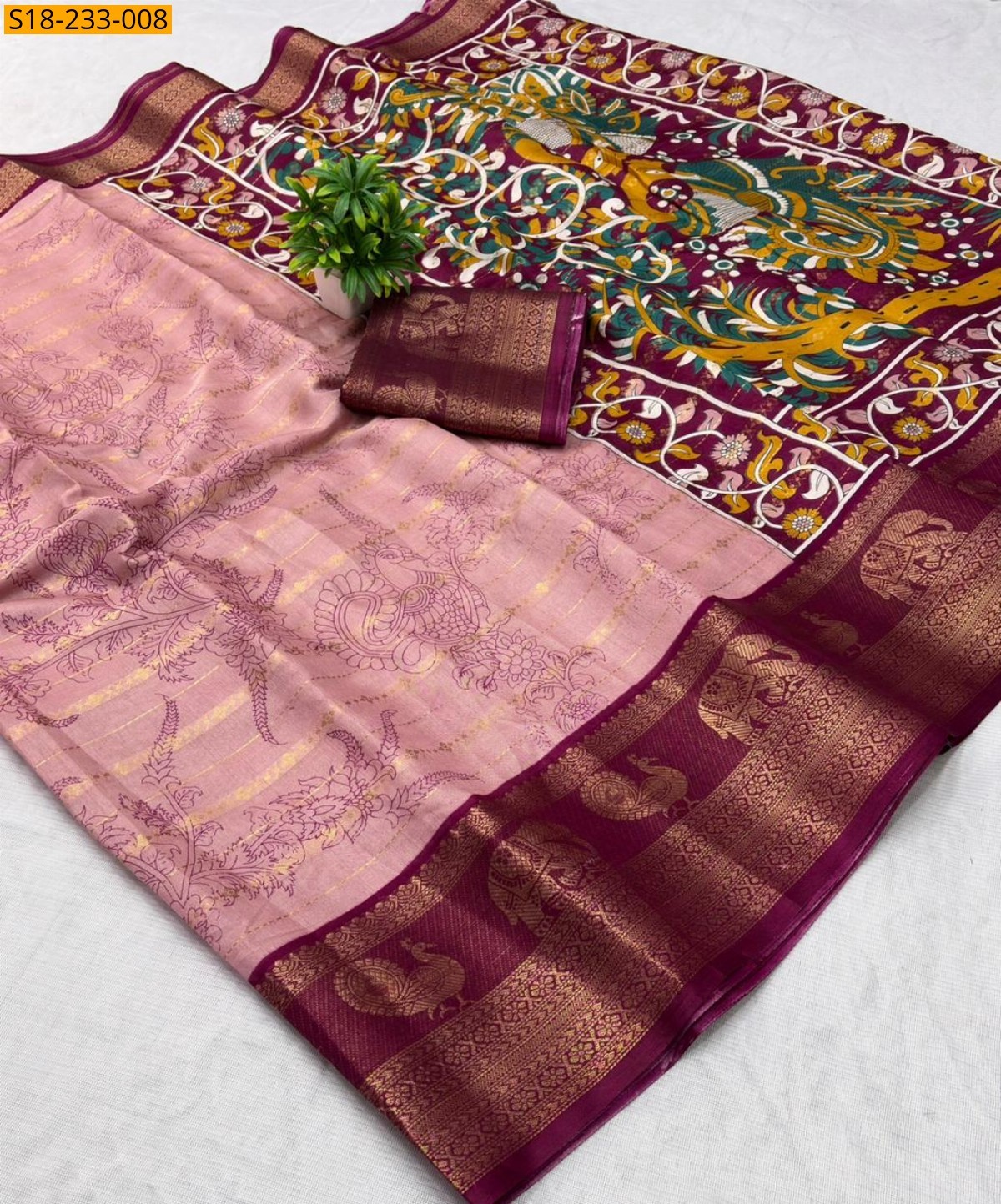 Baby Pink Fancy Dola Silk Saree