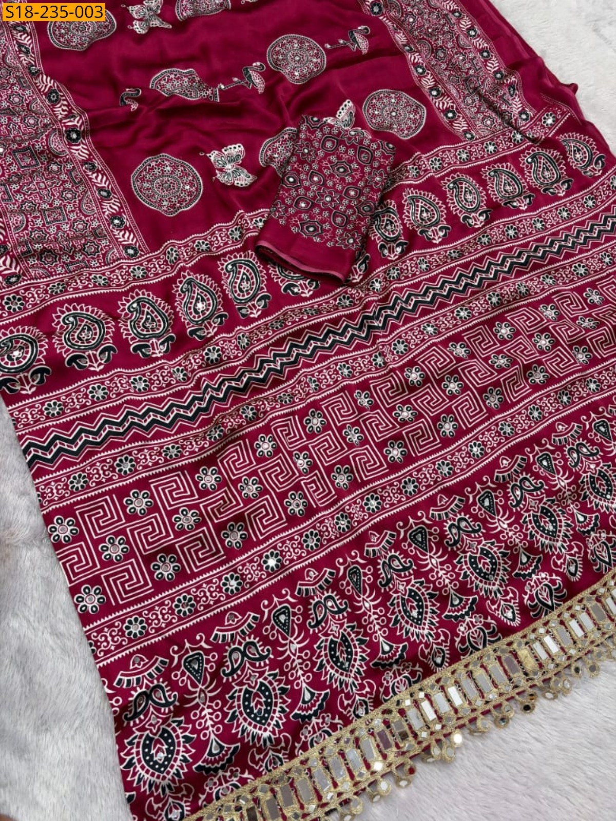 Rani Pink Fancy Japan Satin Saree