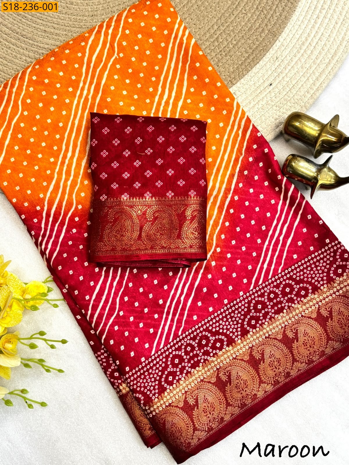 Maroon Fancy Dola Silk Saree