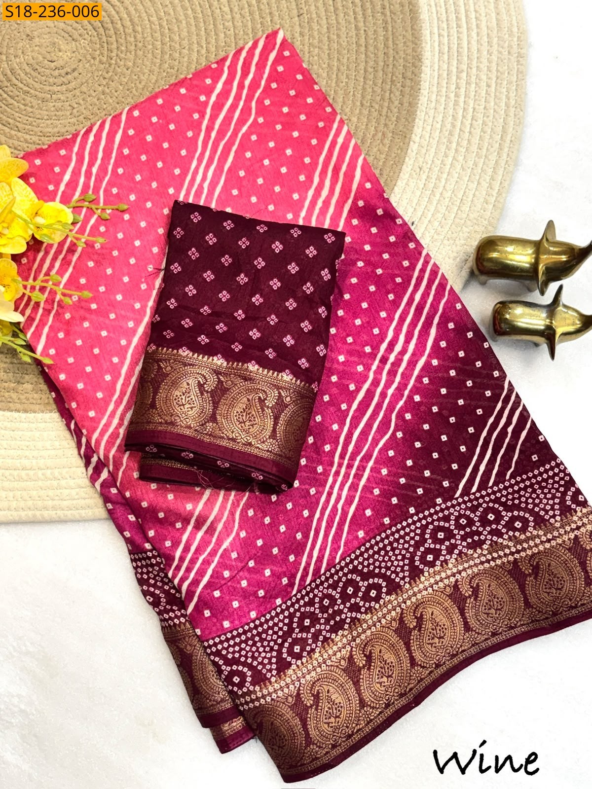 Wine Fancy Dola Silk Saree