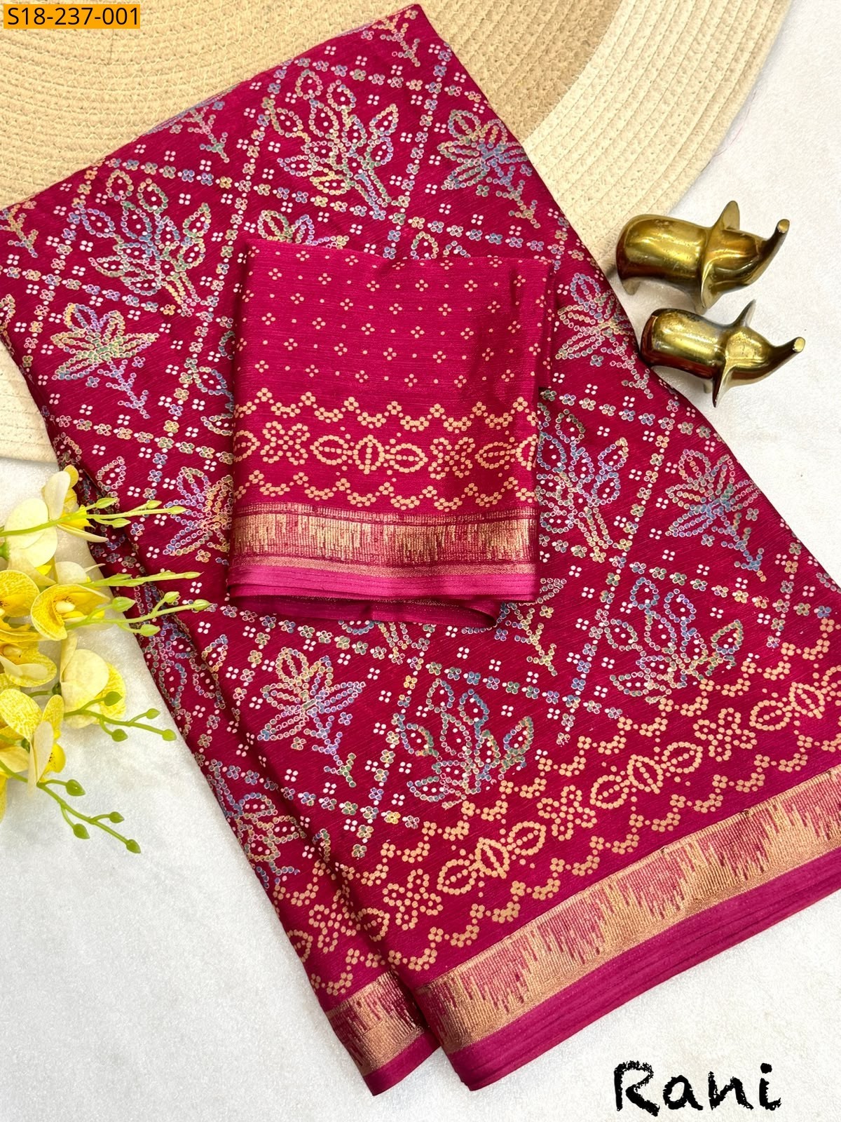 Rani Pink Fancy Chinnon Silk Saree