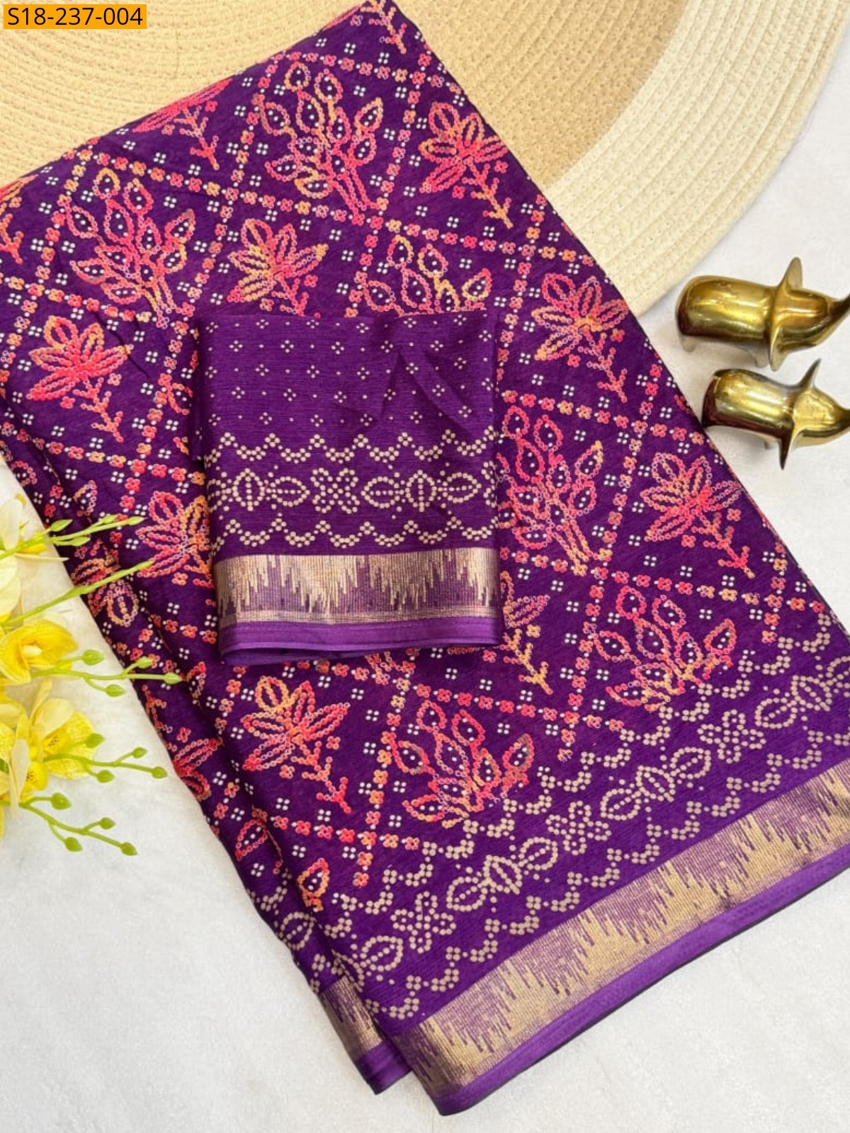 Voilet Fancy Chinnon Silk Saree