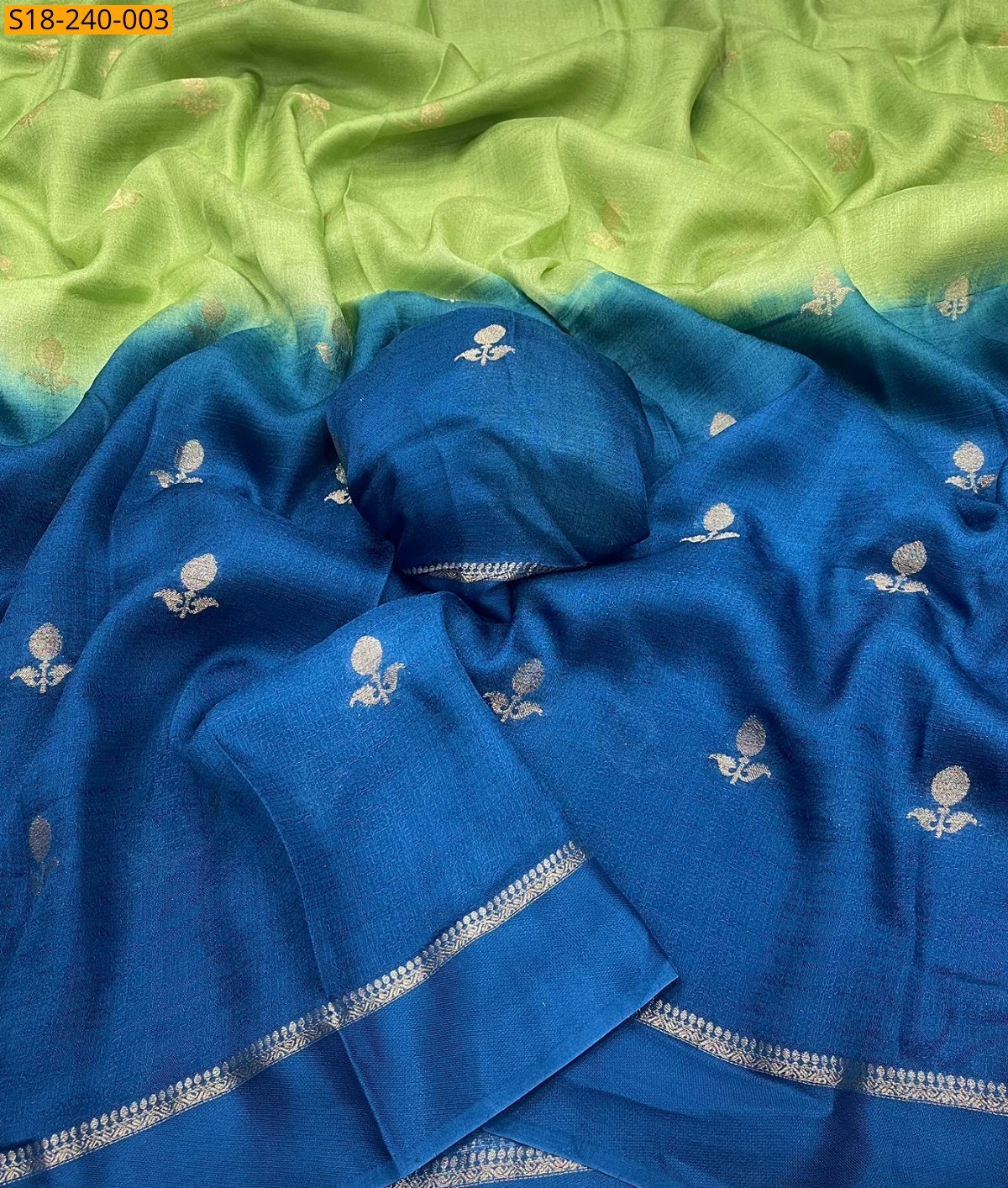 Green Fancy  Viscose Khadi  Silk Saree