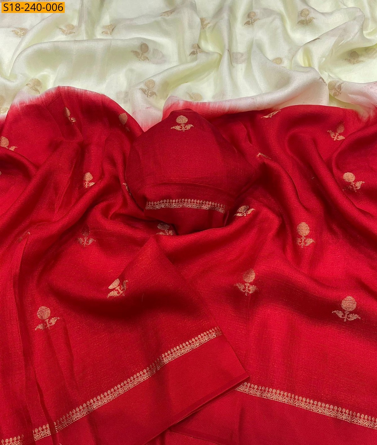 Half White Fancy  Viscose Khadi  Silk Saree
