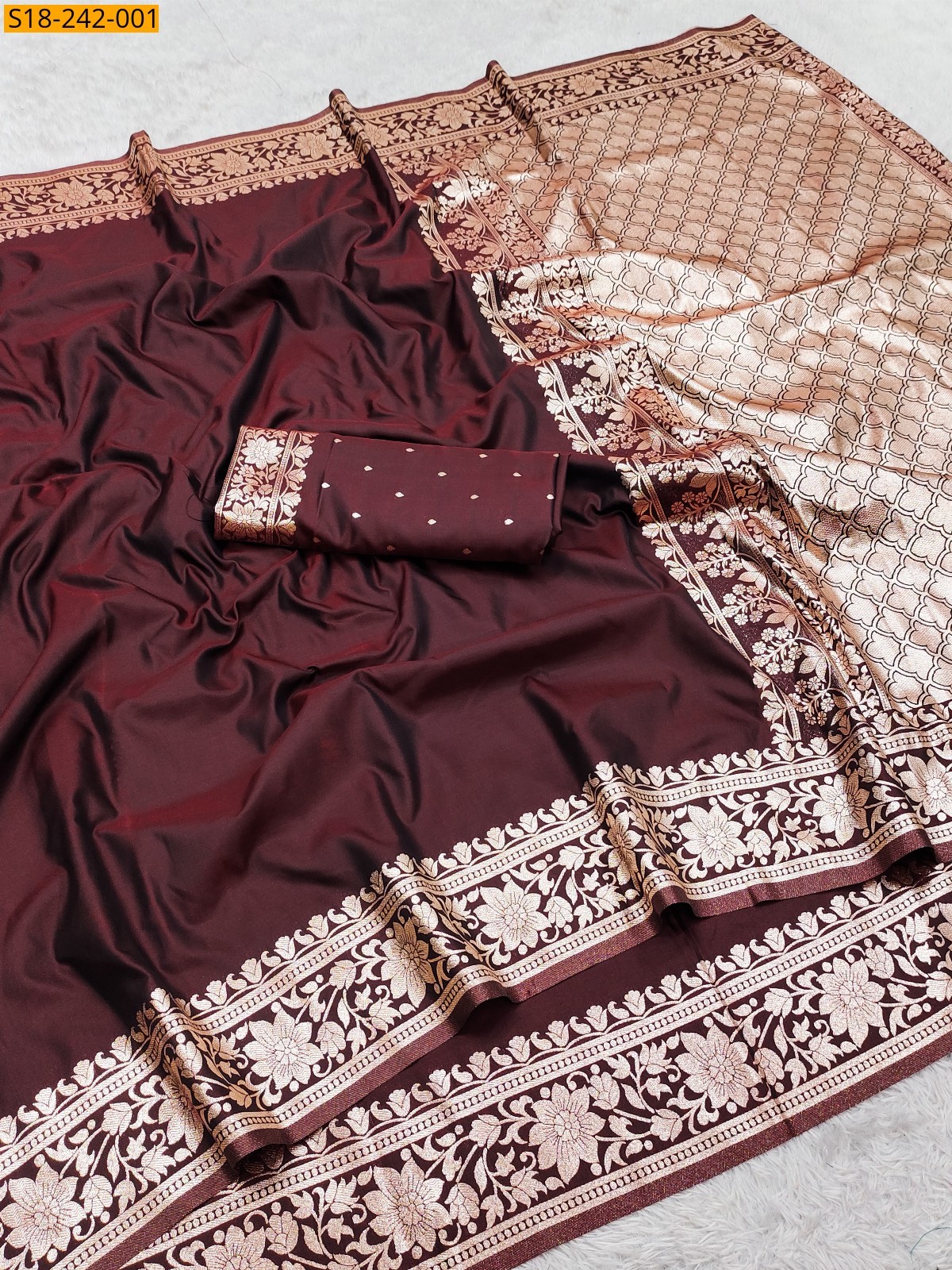 Maroon Fancy Banarasi Gala Silk Saree