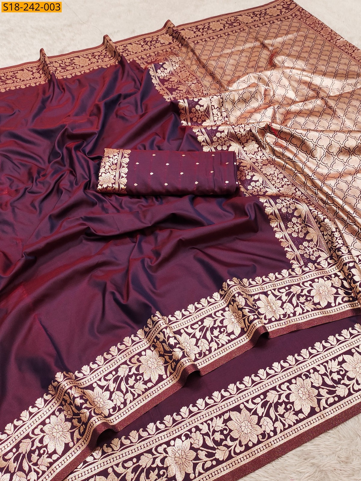 Maroon Fancy Banarasi Gala Silk Saree