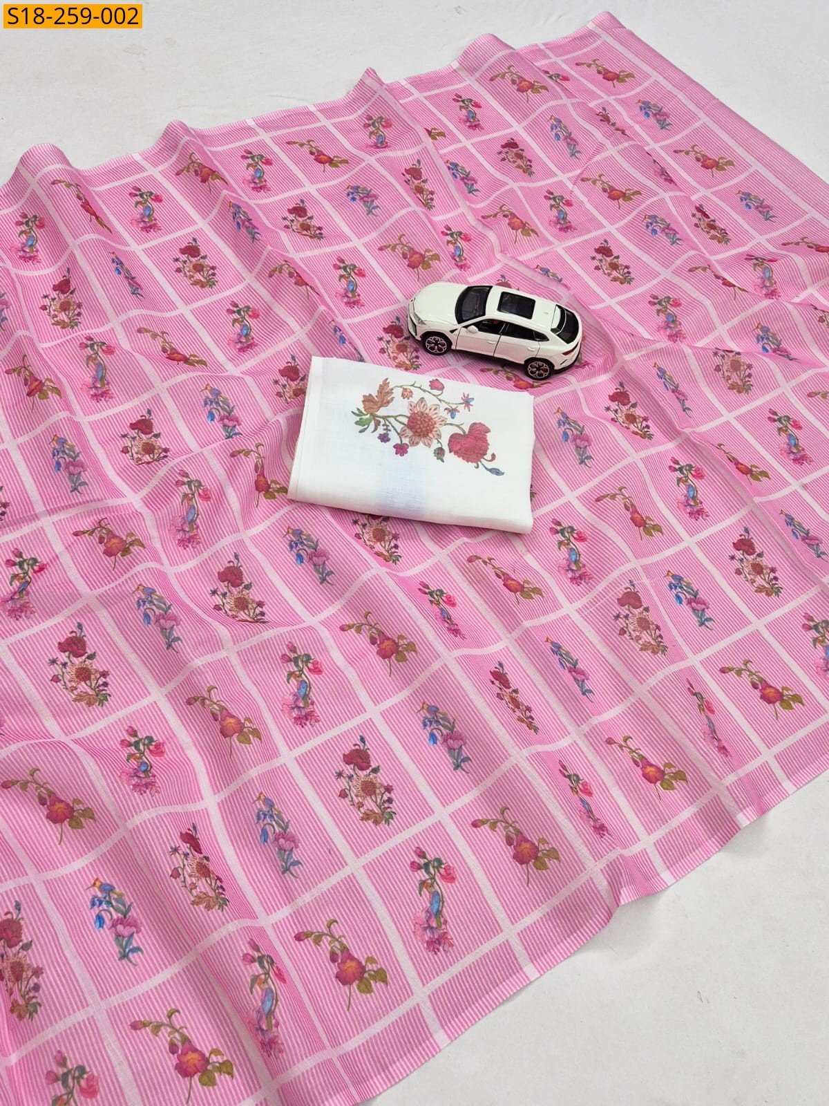 Pink Fancy Linen Printed Saree
