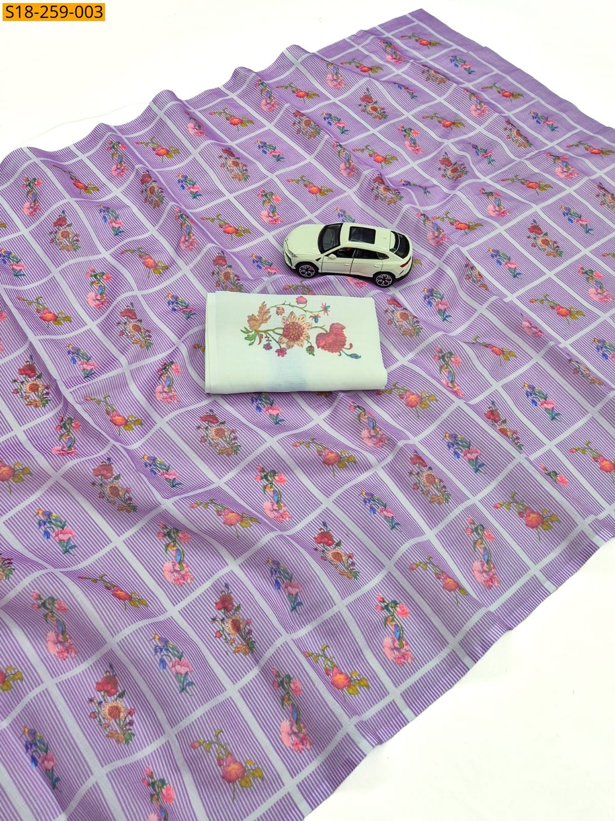 Lavender Fancy Linen Printed Saree