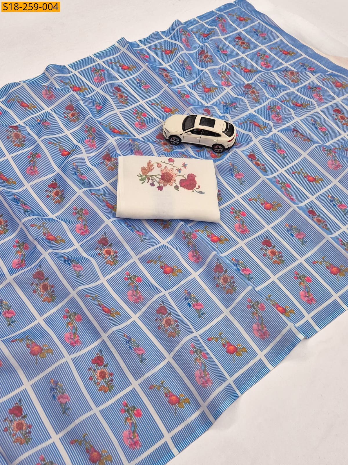 Blue Fancy Linen Printed Saree