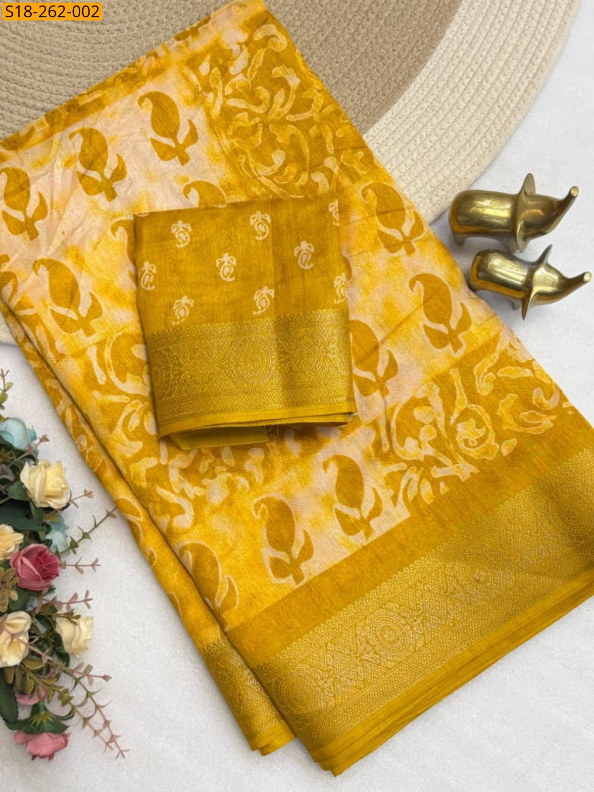 Mustard Fancy Dola Silk Saree