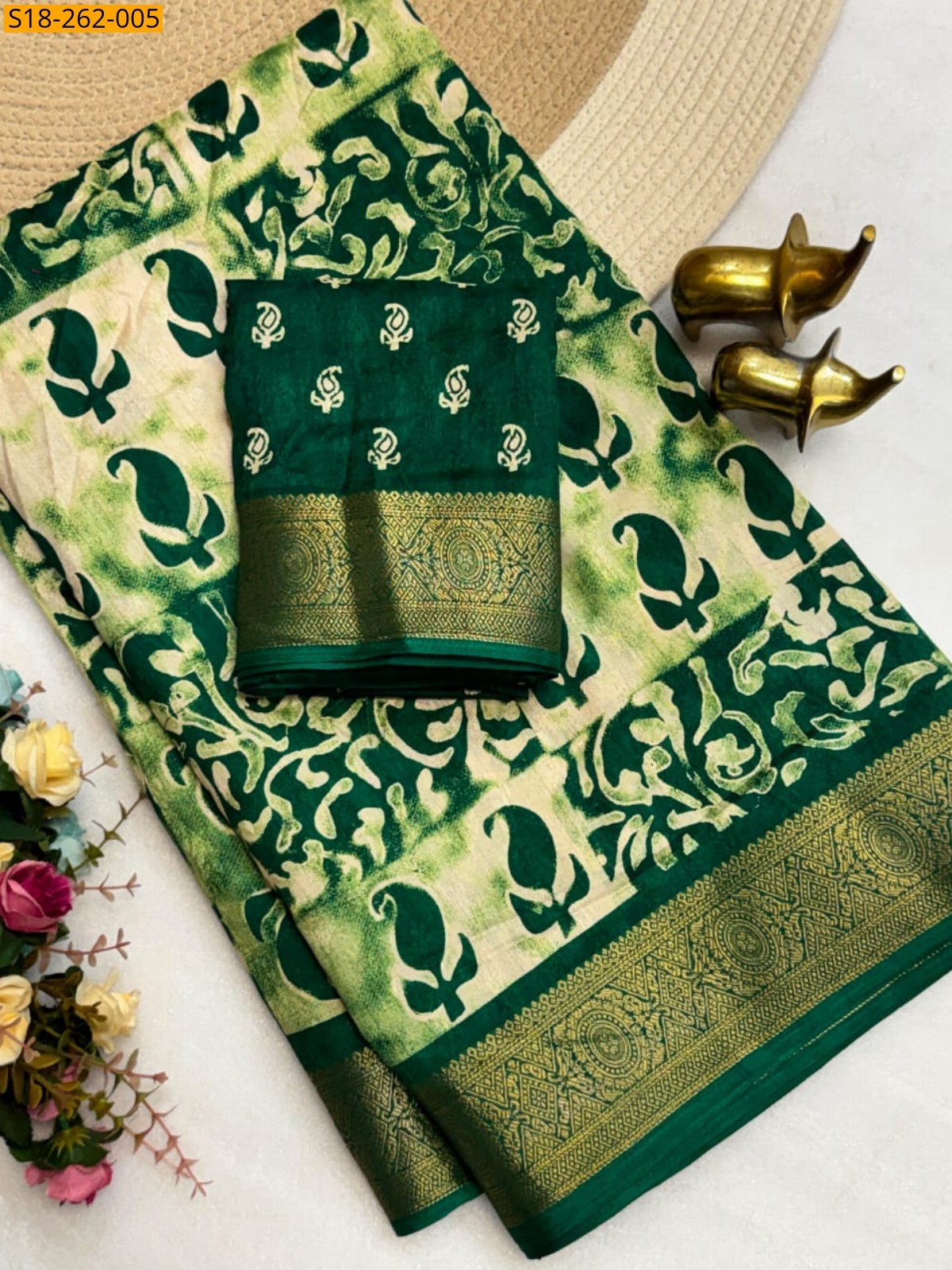 Green Fancy Dola Silk Saree