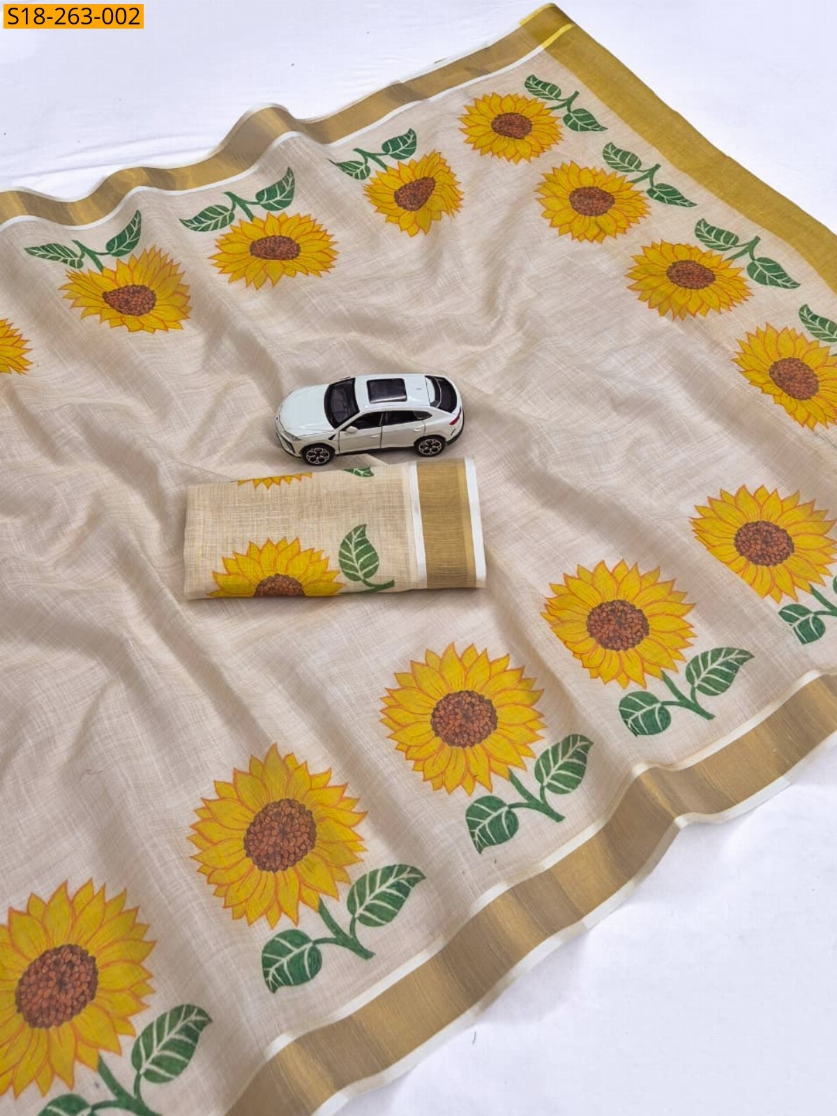 Sandal Fancy Linen Digital Print Saree