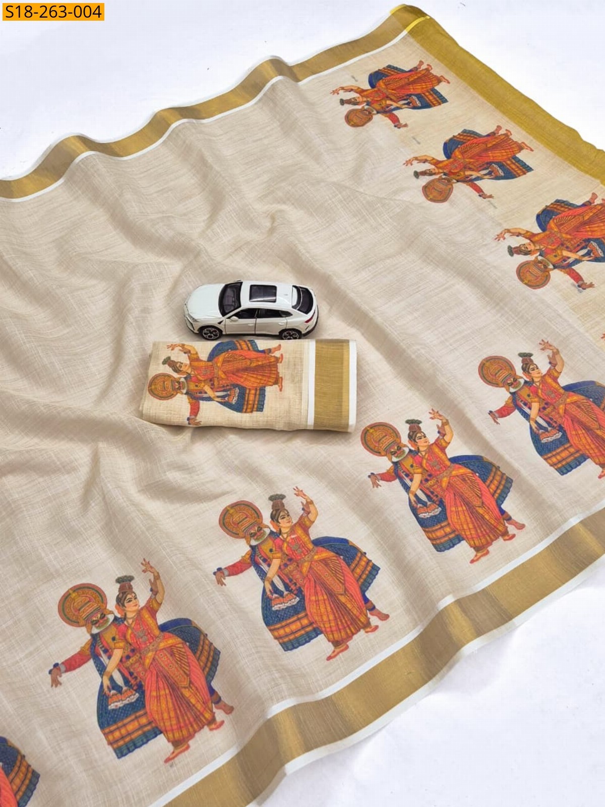 Sandal Fancy Linen Digital Print Saree
