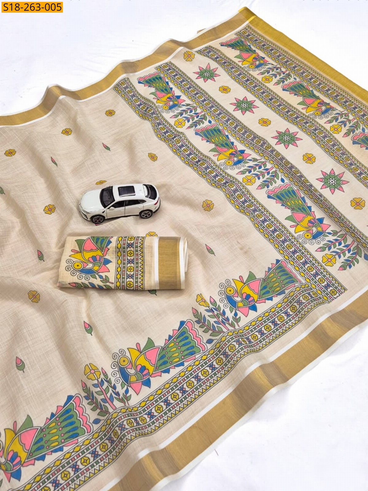 Sandal Fancy Linen Digital Print Saree