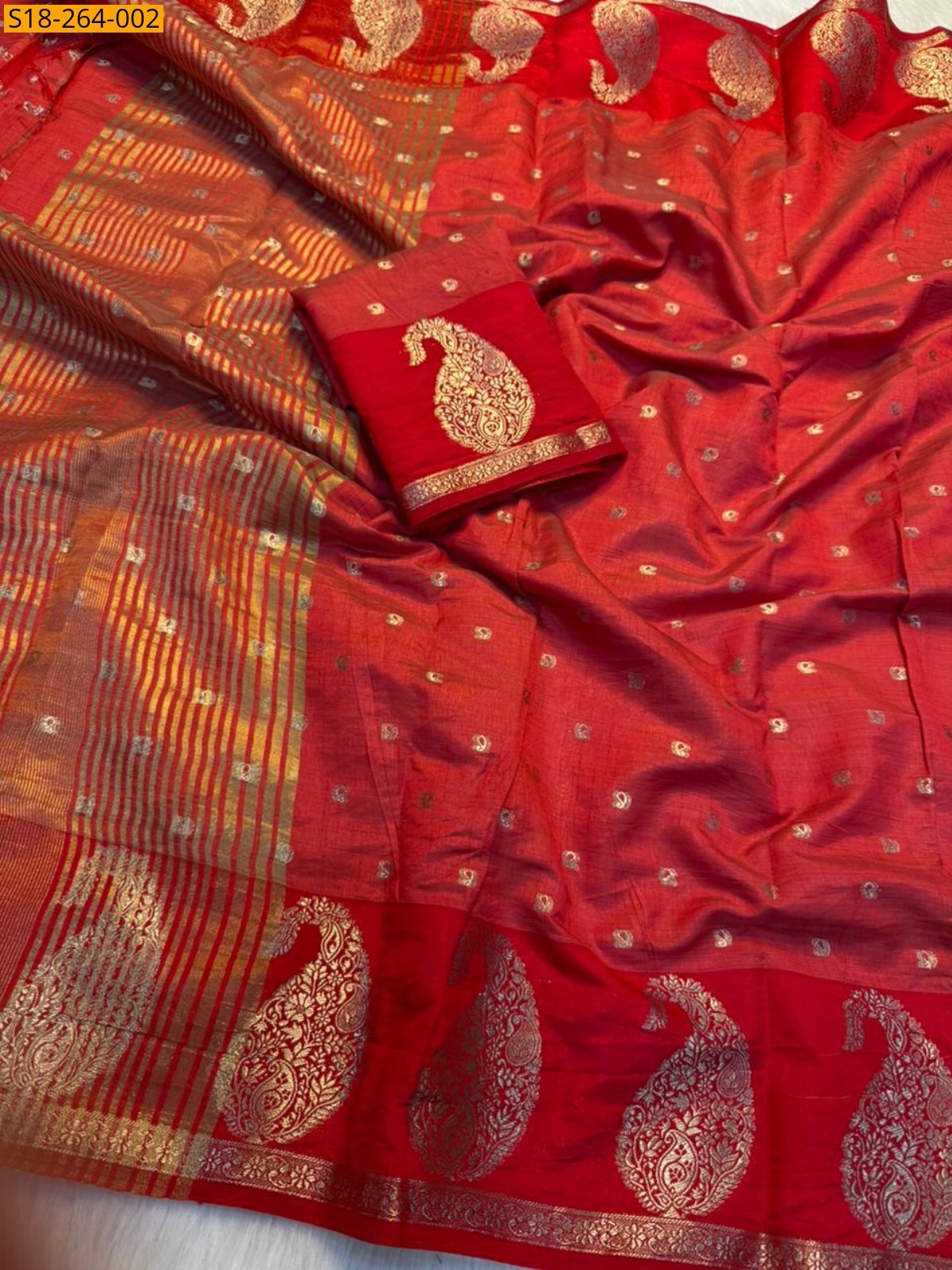 Orange Fancy Soft Tusser Silk Saree