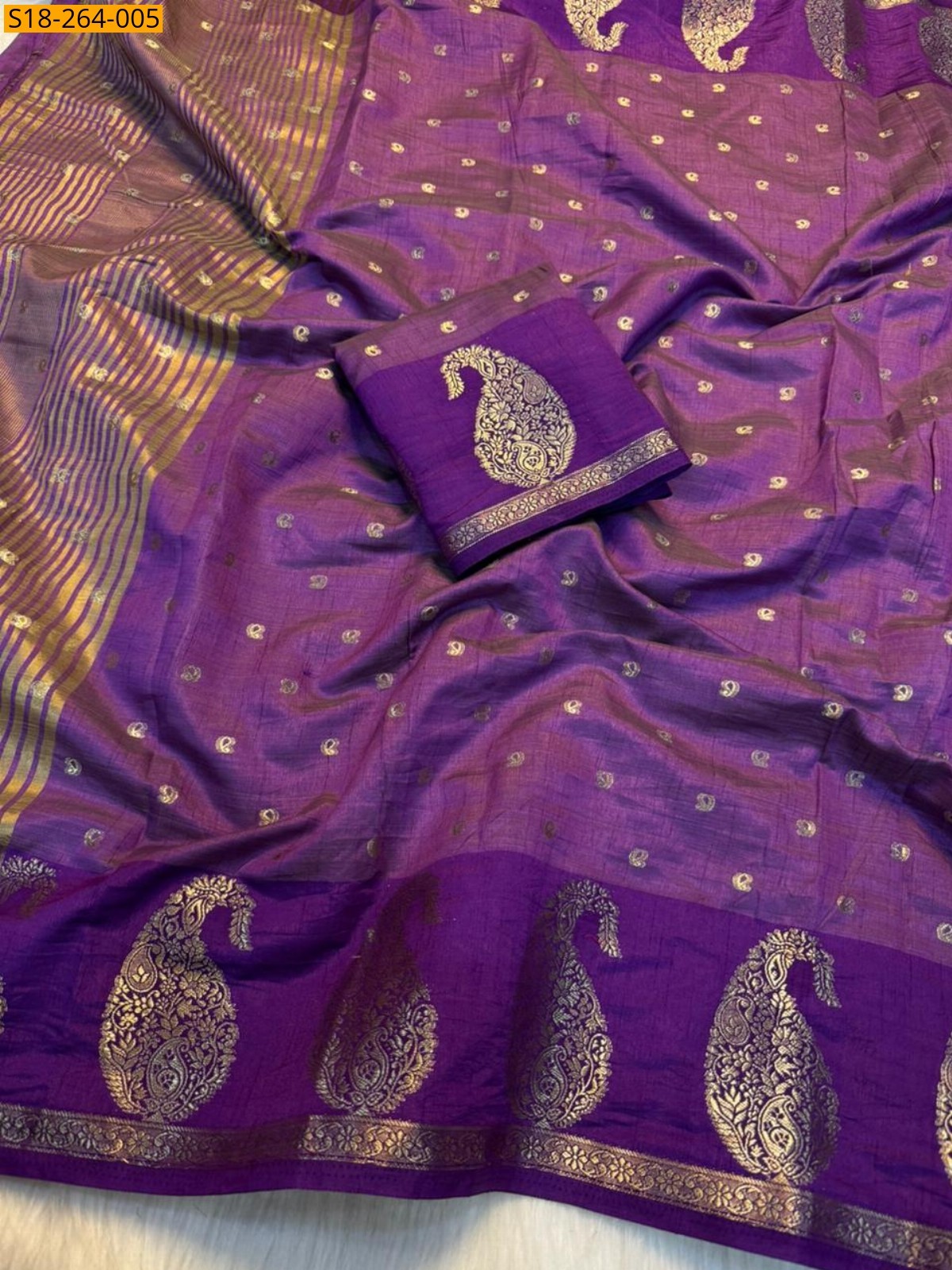 Violet Fancy Soft Tusser Silk Saree