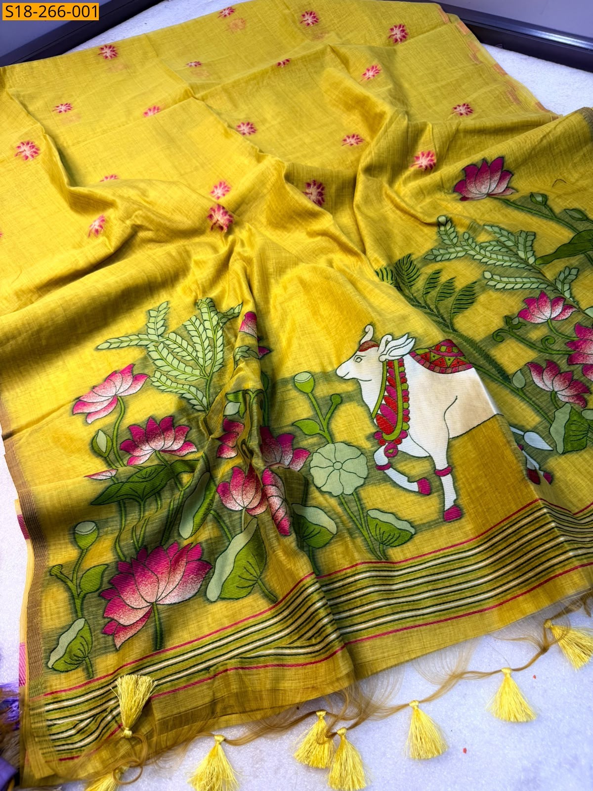 Mustard Fancy Soft Muga Cotton Saree