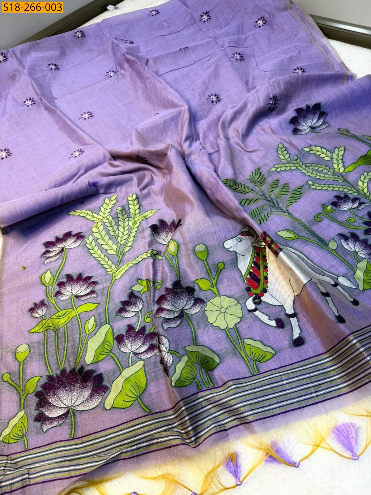Violet Fancy Soft Muga Cotton Saree