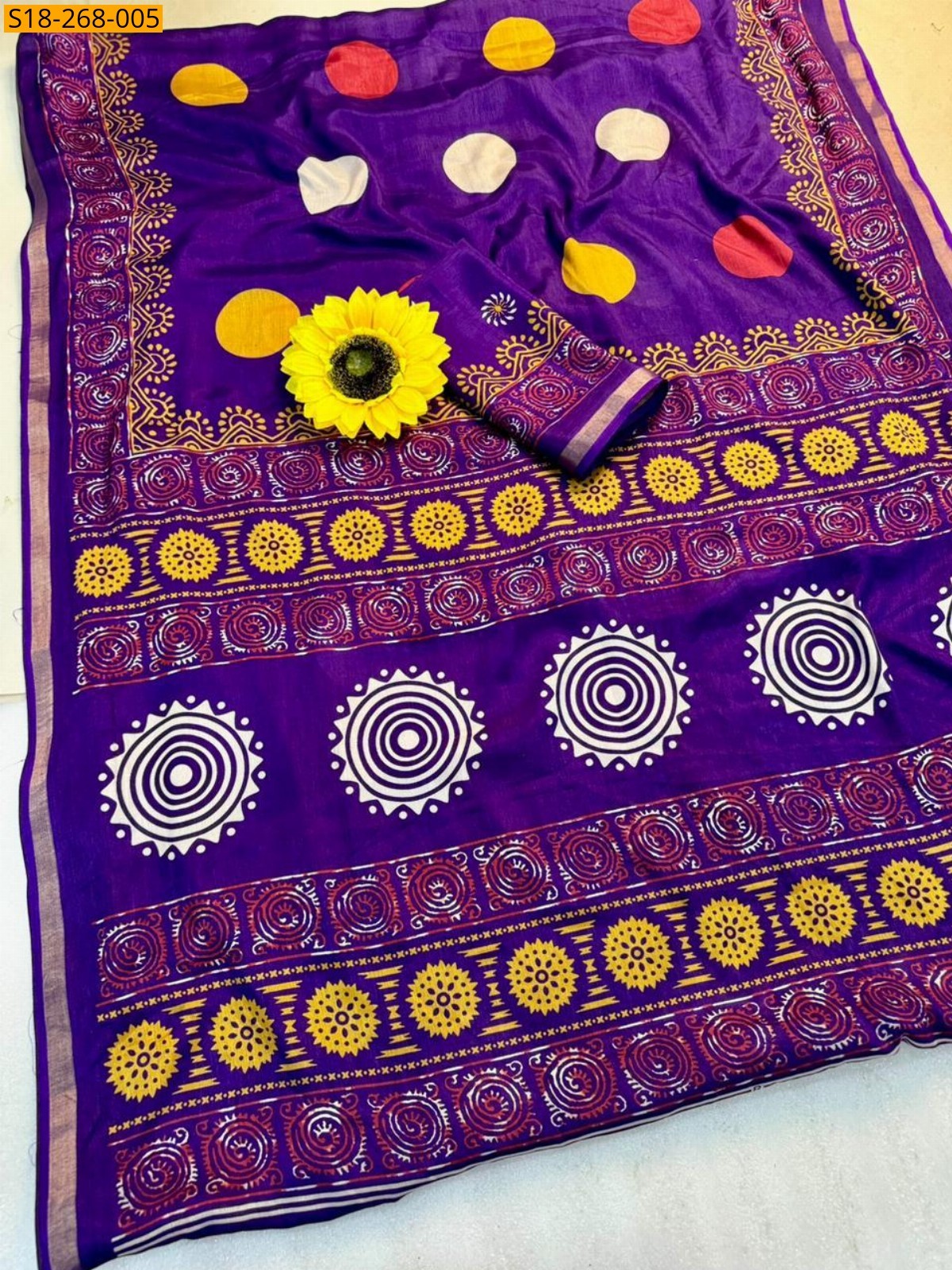 Violet Fancy Mul Cotton Saree