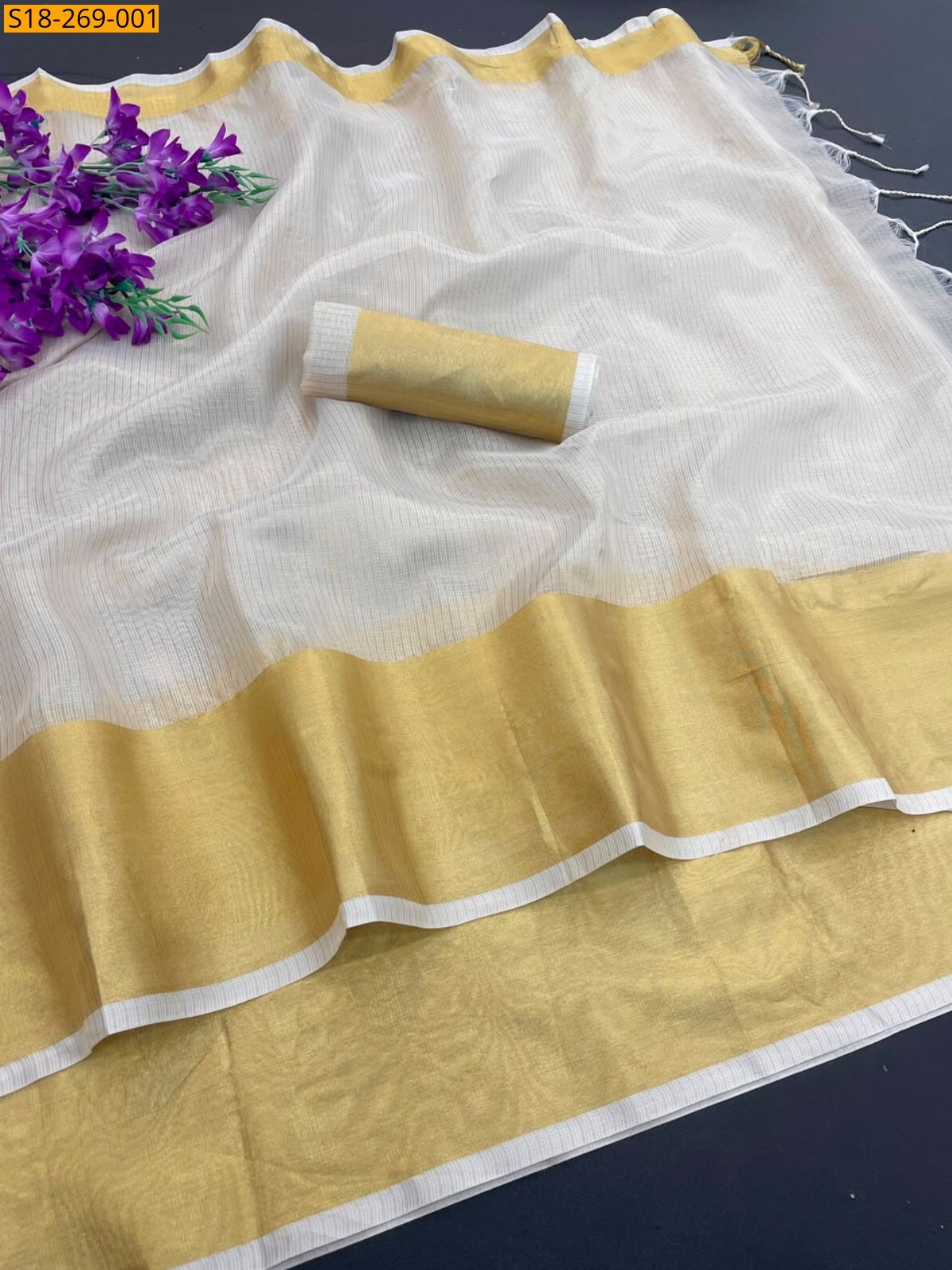 White Fancy Soft Cotton Silk Saree