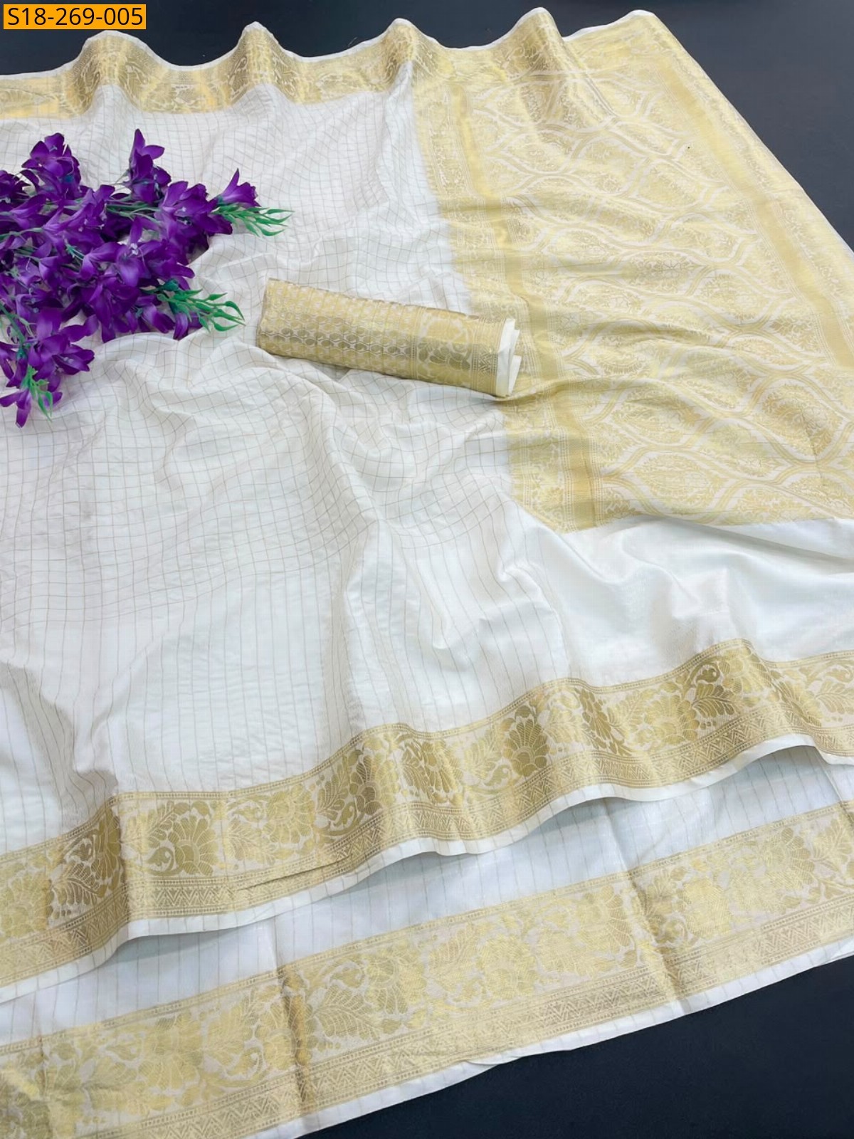 White Fancy Soft Cotton Silk Saree