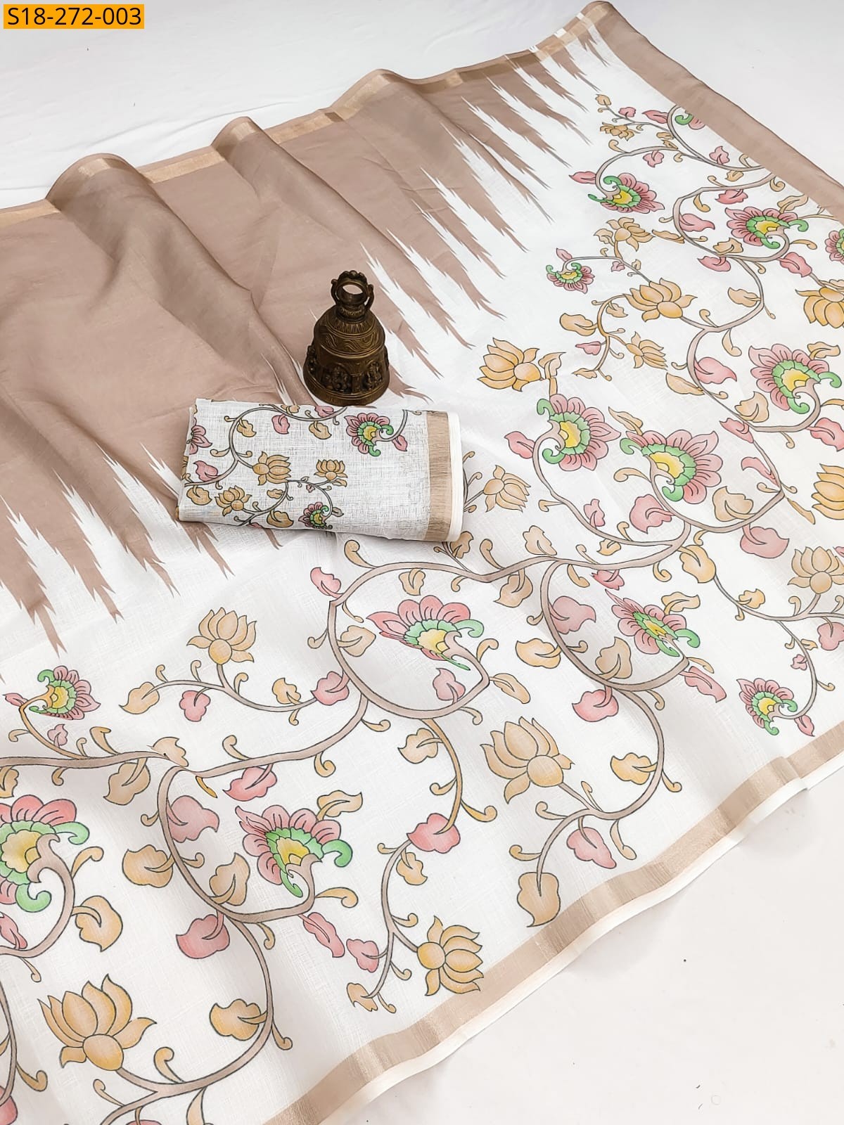 Onion Fancy Linen Digital Printed Saree