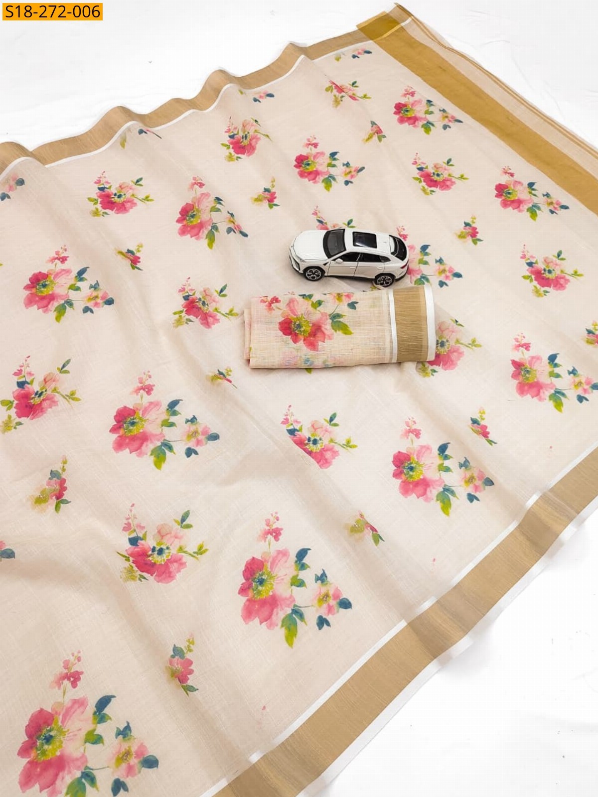 Sandal Fancy Linen Digital Printed Saree