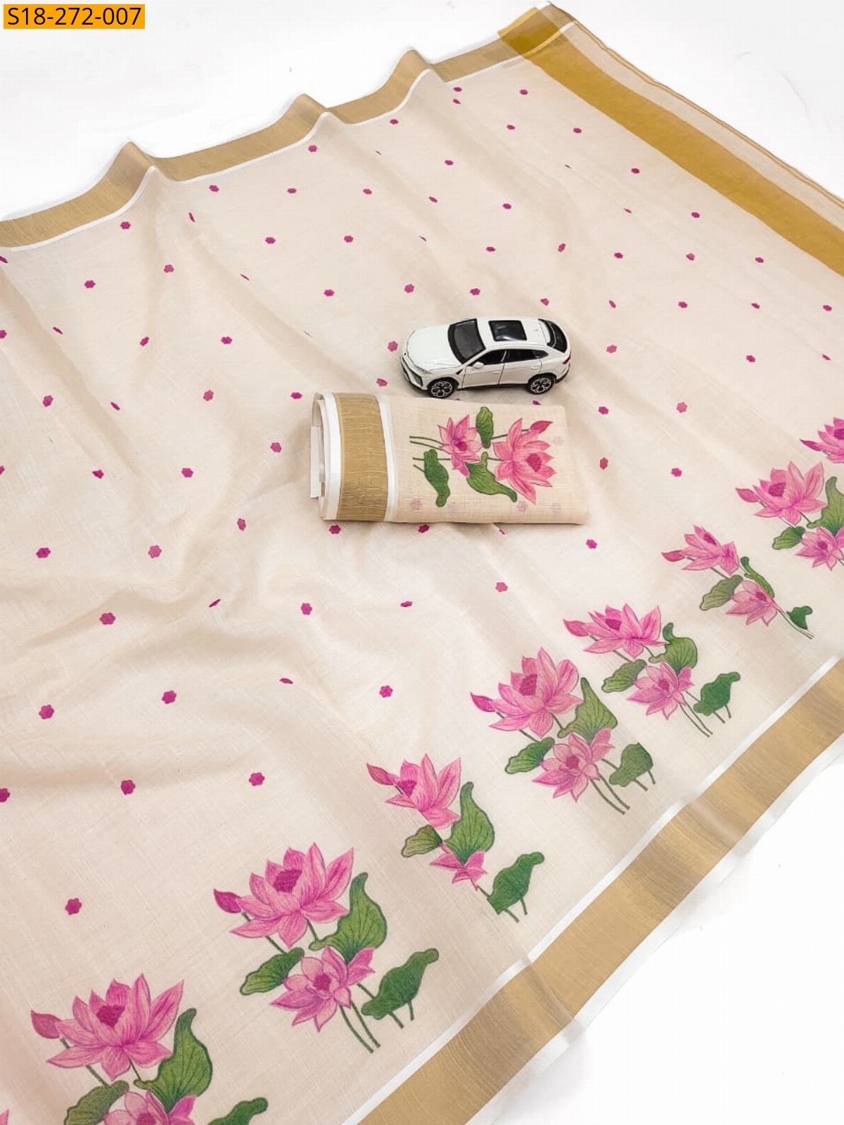 Sandal Fancy Linen Digital Printed Saree