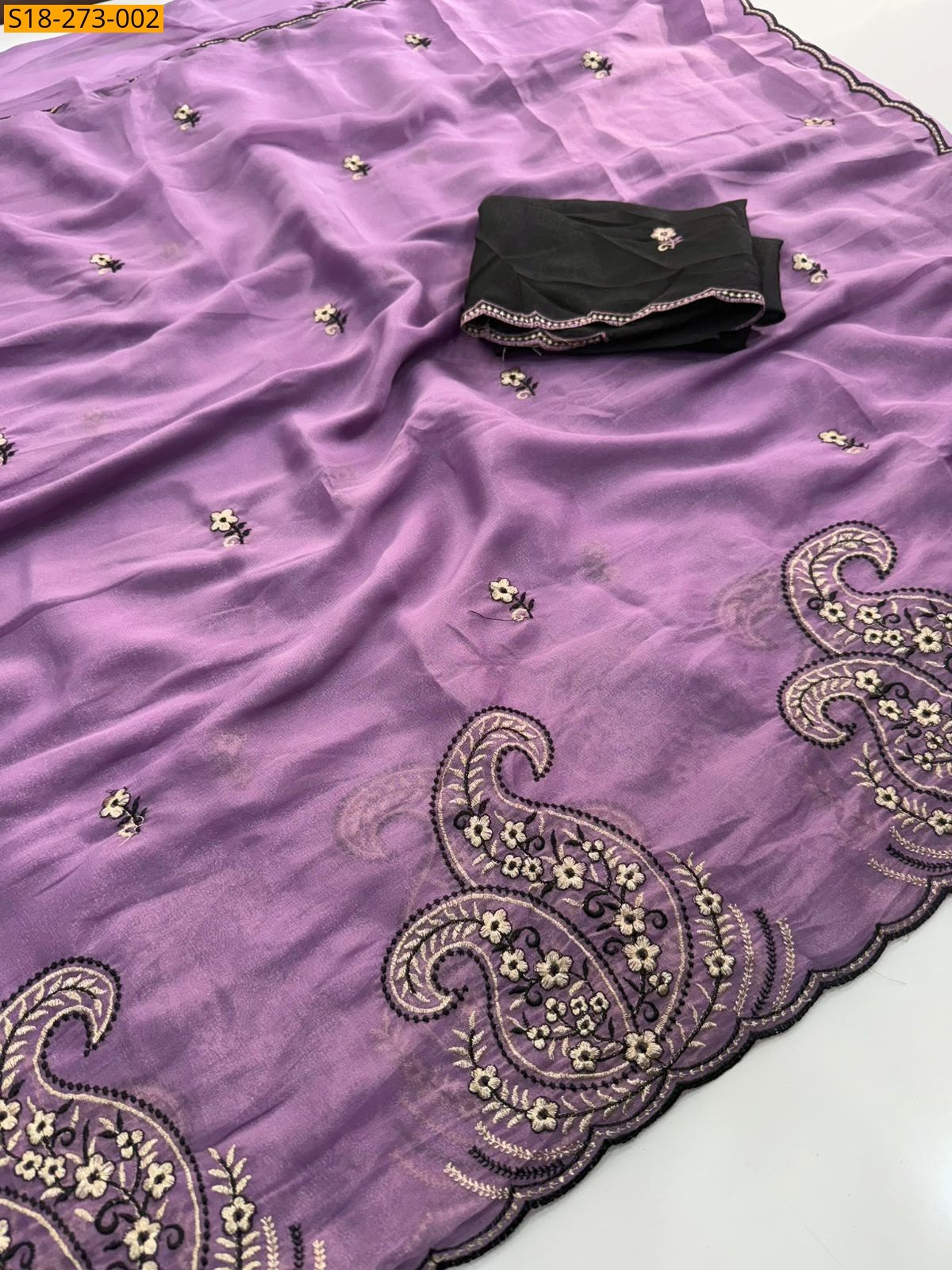 Lavender Fancy Star Georgette Saree