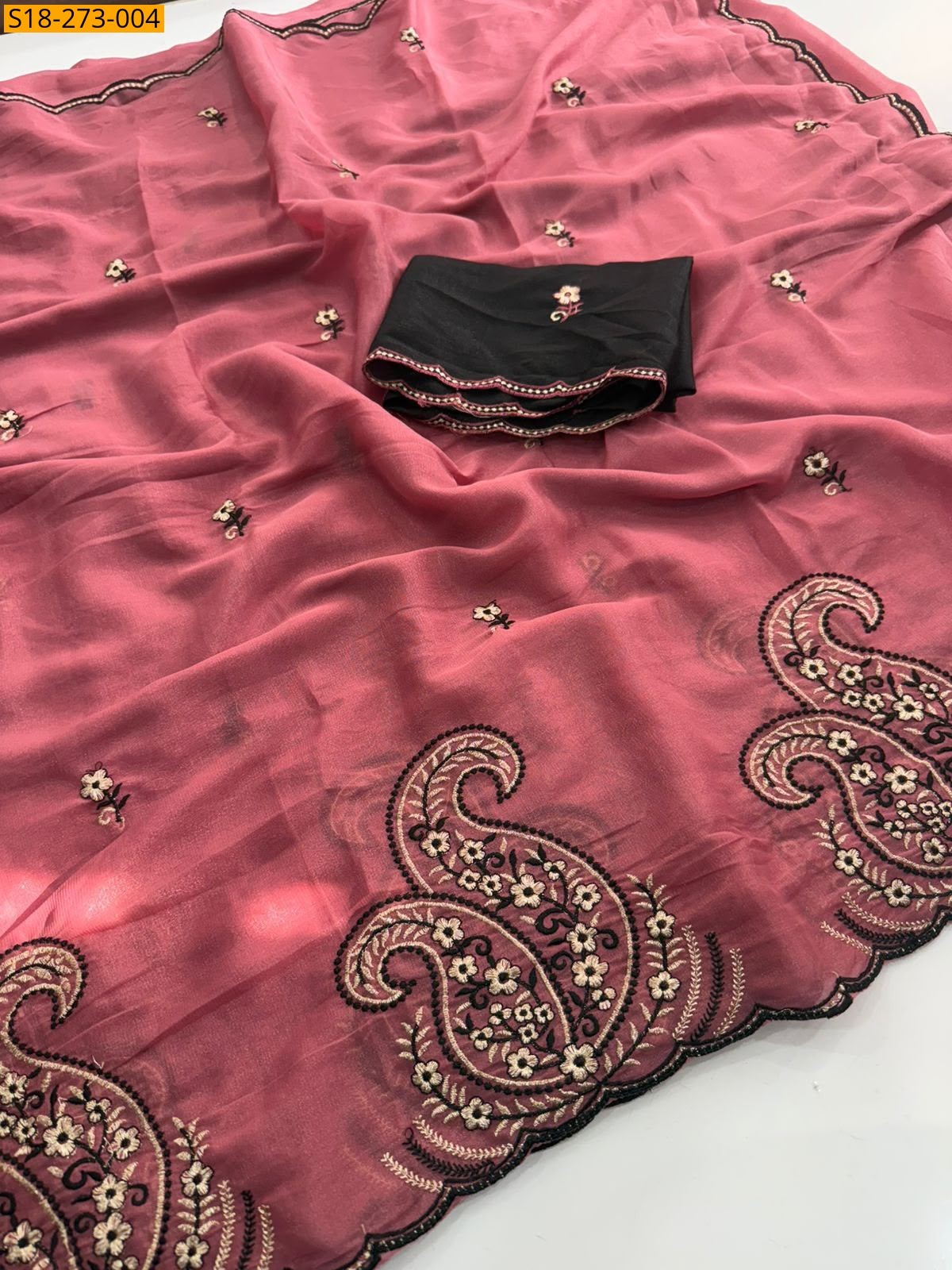 Rose Fancy Star Georgette Saree