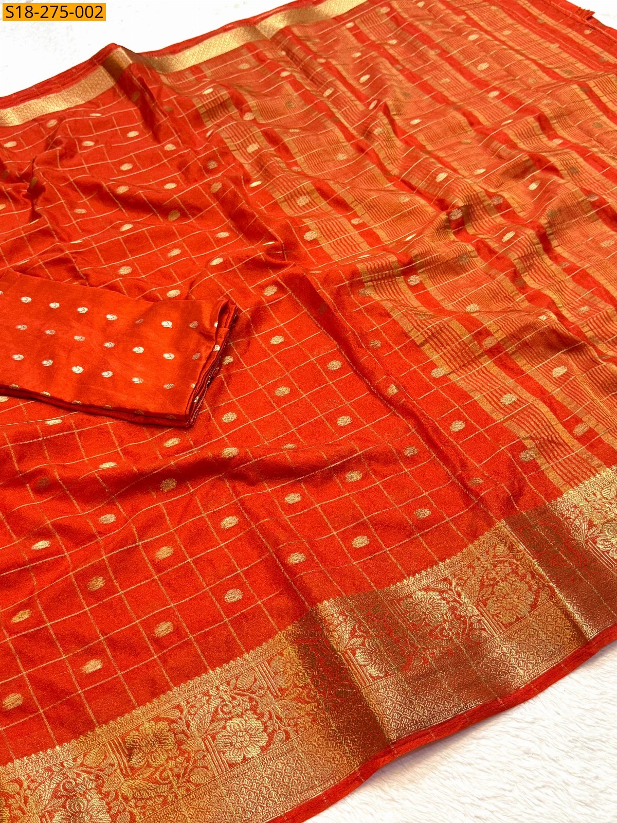 Orange Fancy Moonga Viscose Soft Silk Saree