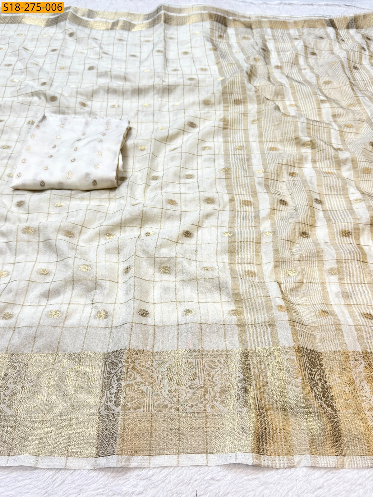 White Fancy Moonga Viscose Soft Silk Saree