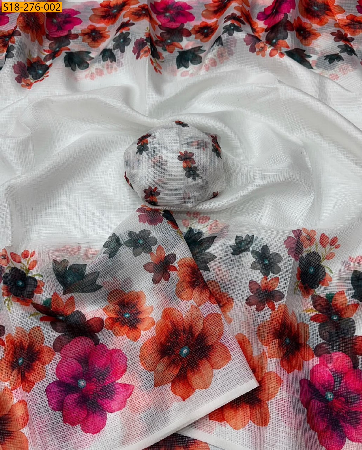 White Fancy Kota Digital Printed Saree
