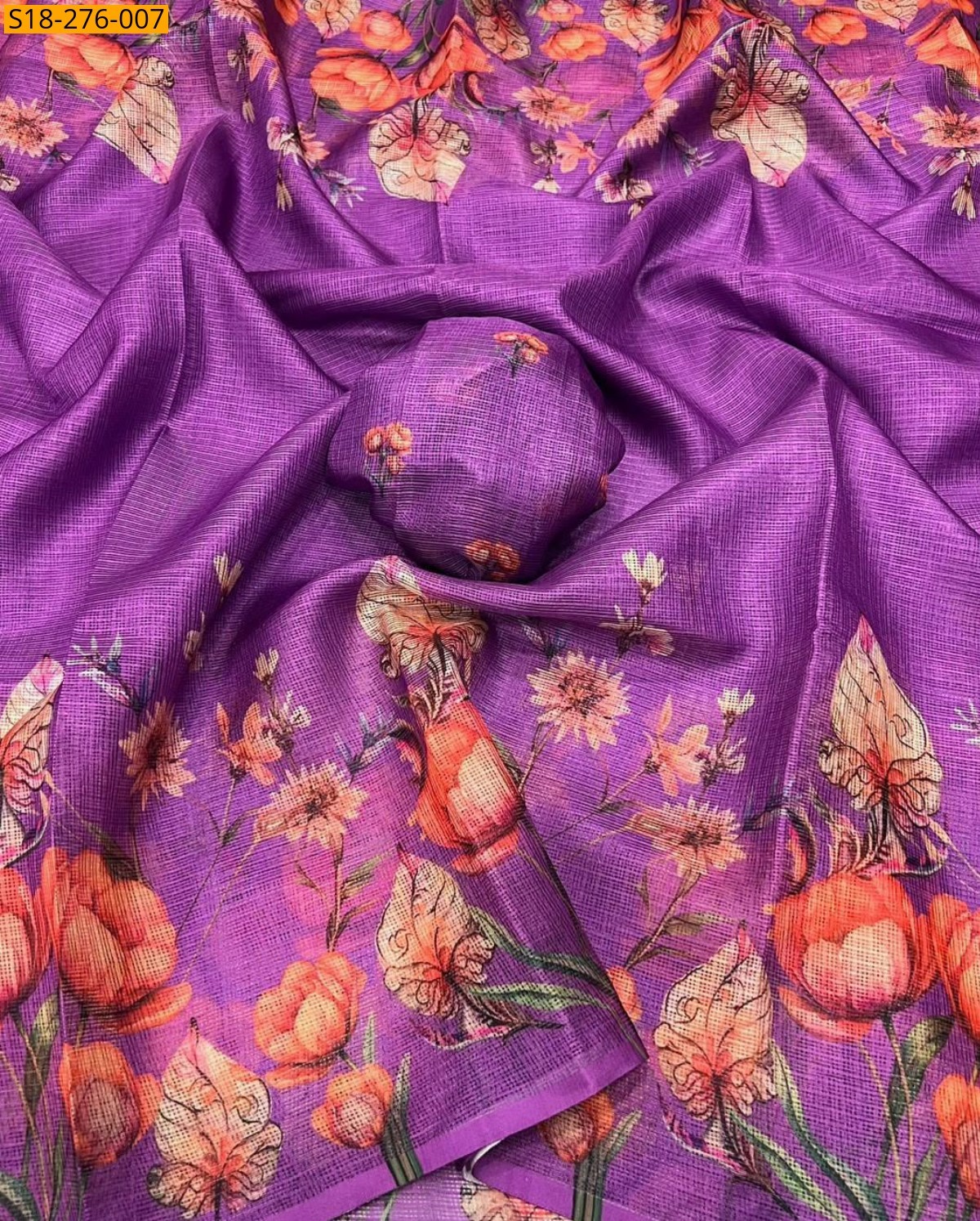 Voilet Fancy Kota Digital Printed Saree