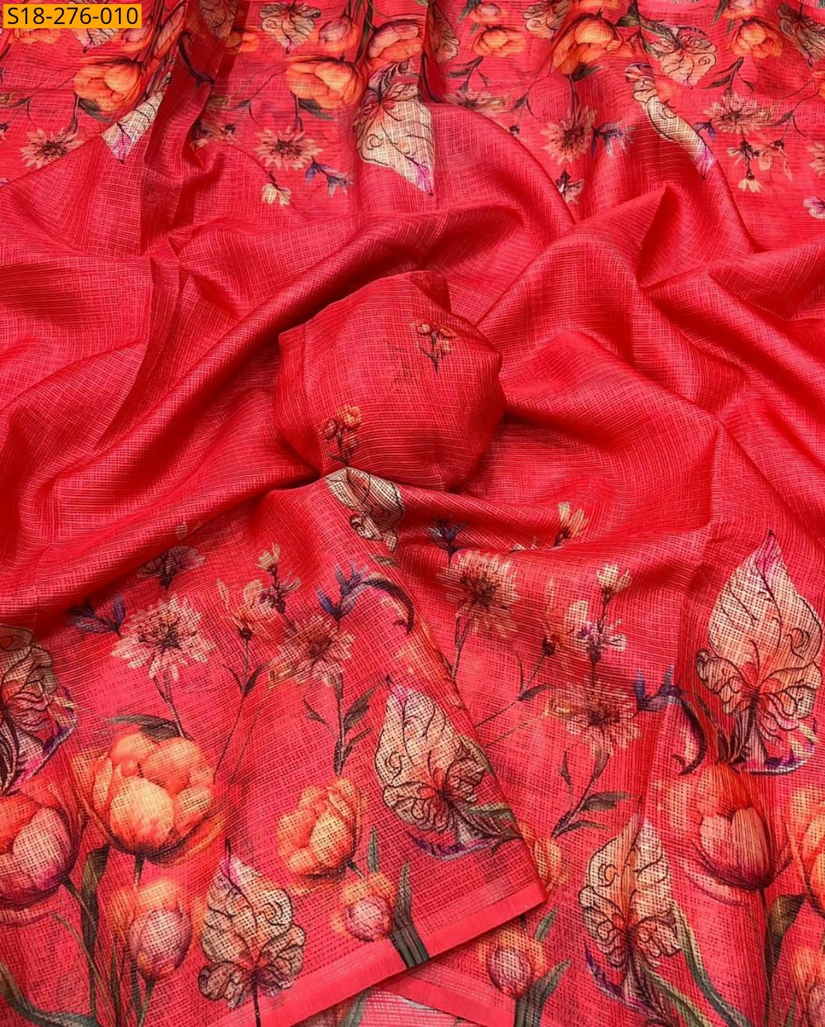 Red Fancy Kota Digital Printed Saree
