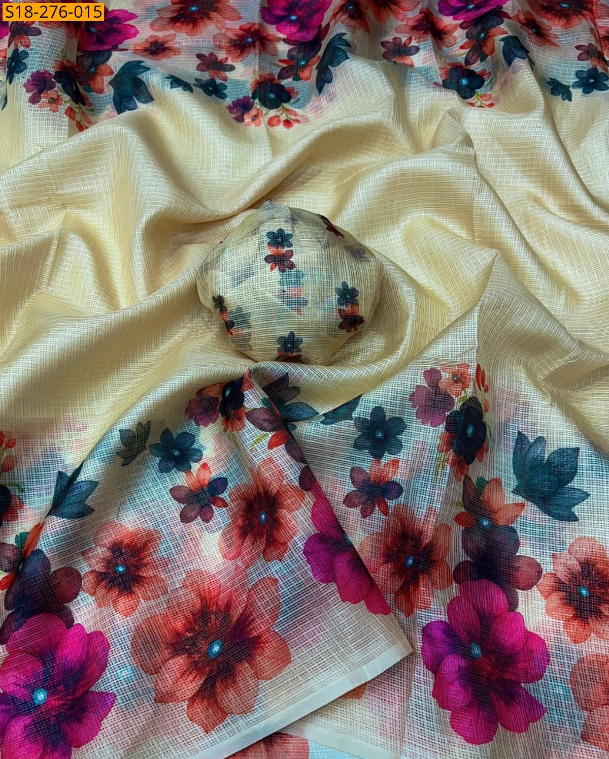 Off White Fancy Kota Digital Printed Saree