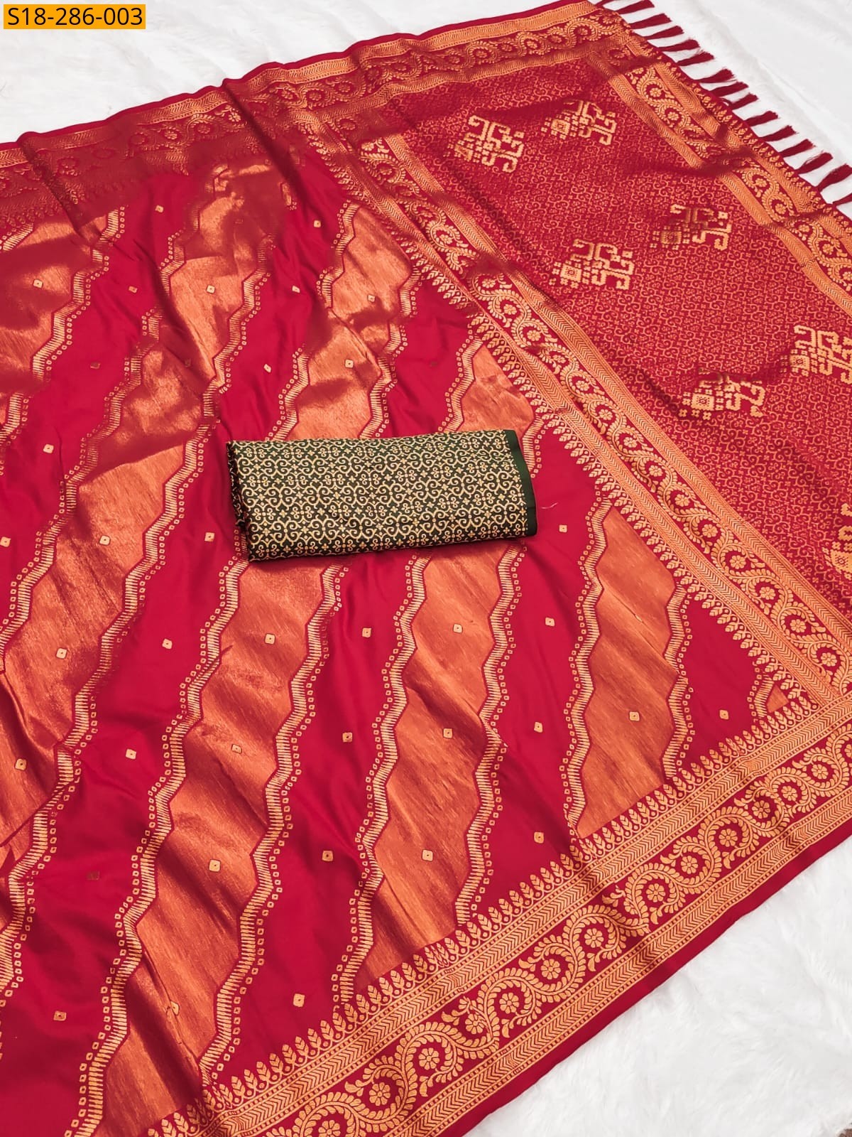 Red Fancy  Banarasi Soft Silk Sarees