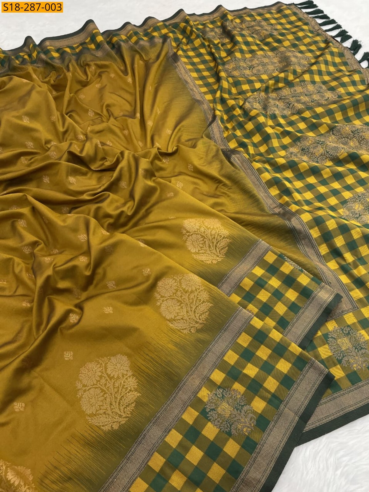 Mustard Fancy Soft Silk Saree